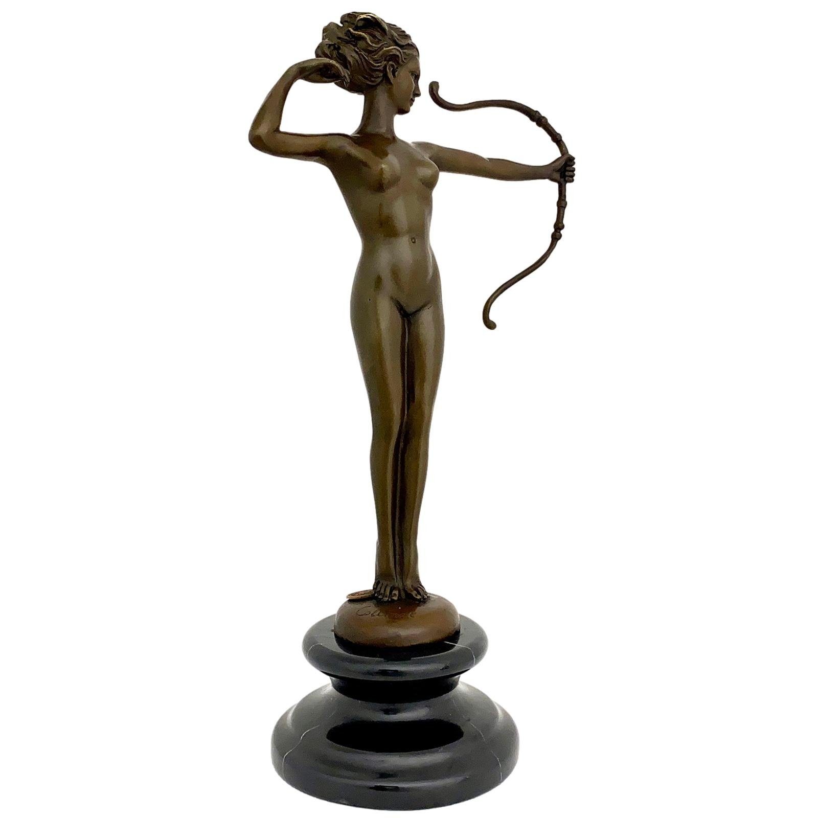 Aubaho Skulptur Bronze Diana Statue Figur Bronzefigur Antik-Stil Bronzeskulptur Bogen