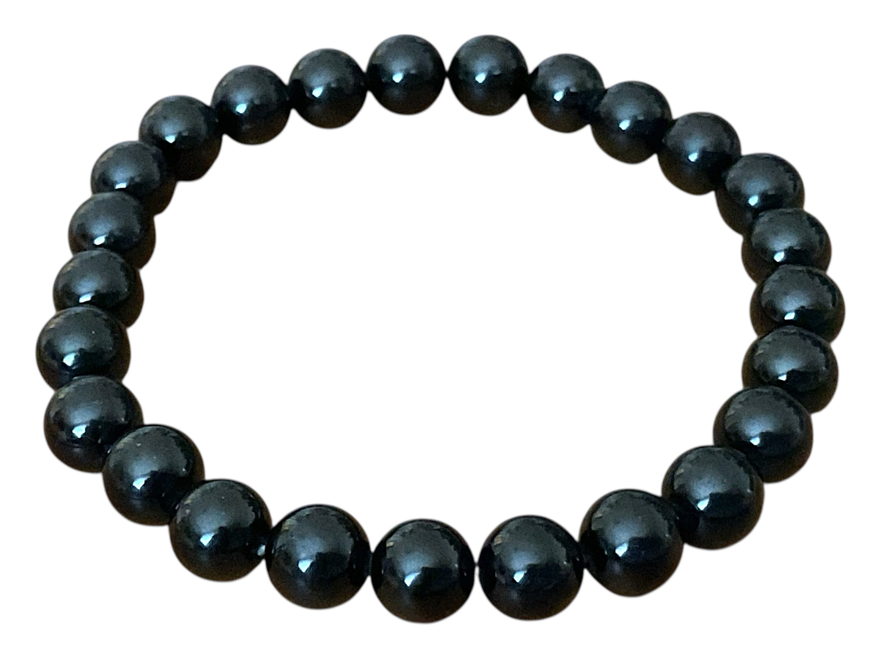 Steinfixx® Perlenarmband Turmalin (Schörl) Durchmesser 8mm, handgefertigt, in Geschenkbox (Länge 20,5cm, 1-tlg., insgesamt 25 Perlen), AAA-Qualität aus Brasilien