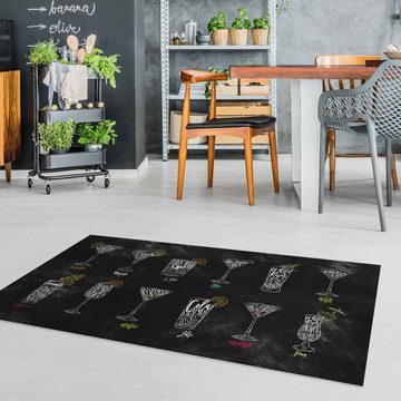 Läufer Teppich Vinyl Küchenmatte Küche Sprüche lang modern, Bilderdepot24, Läufer - schwarz weiß glatt