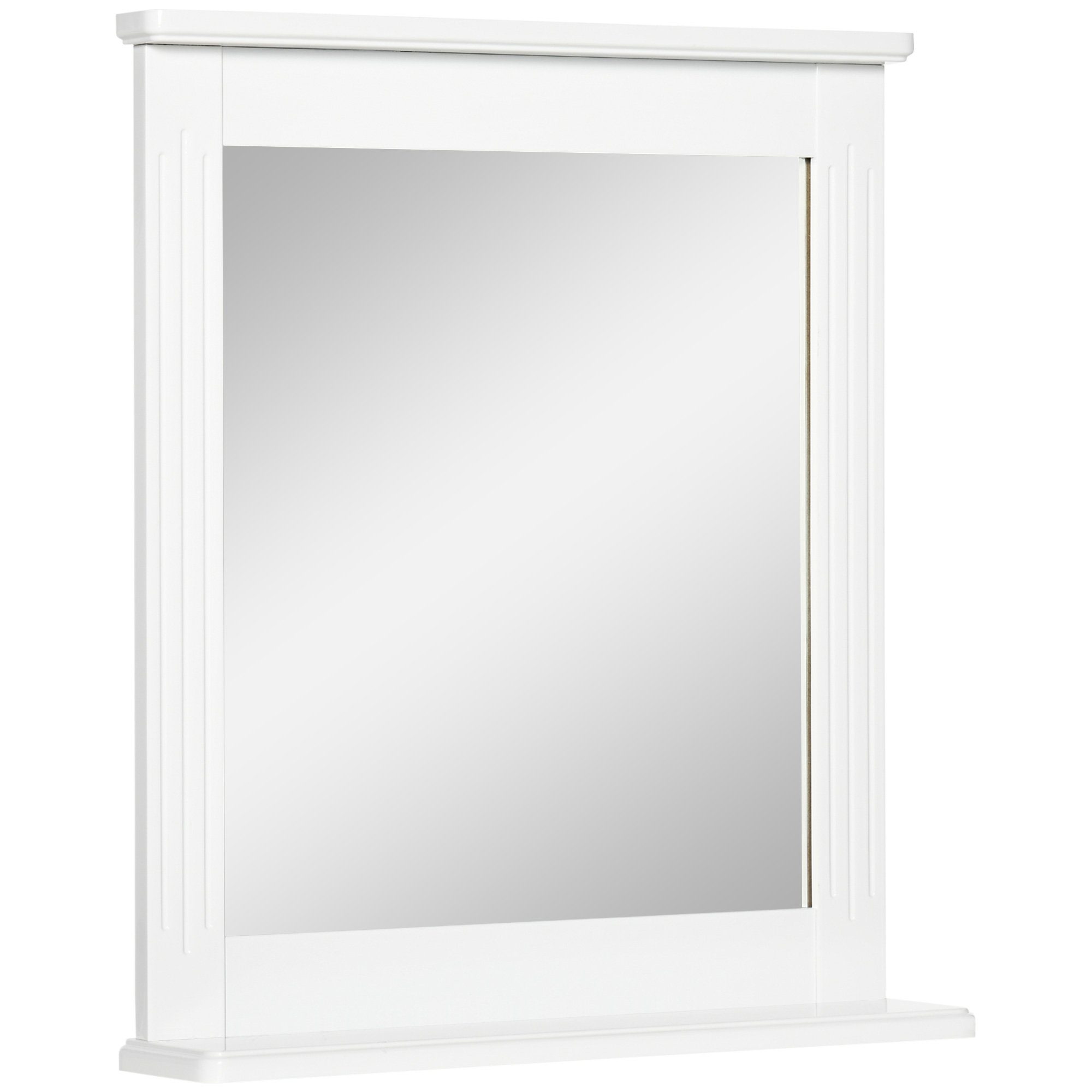 1-St., Modernes MDF Kleankin Wandspiegel inkl. Spiegel Weiß Ablage platzsparend (Set, Design Badezimmerspiegel), mit Glas