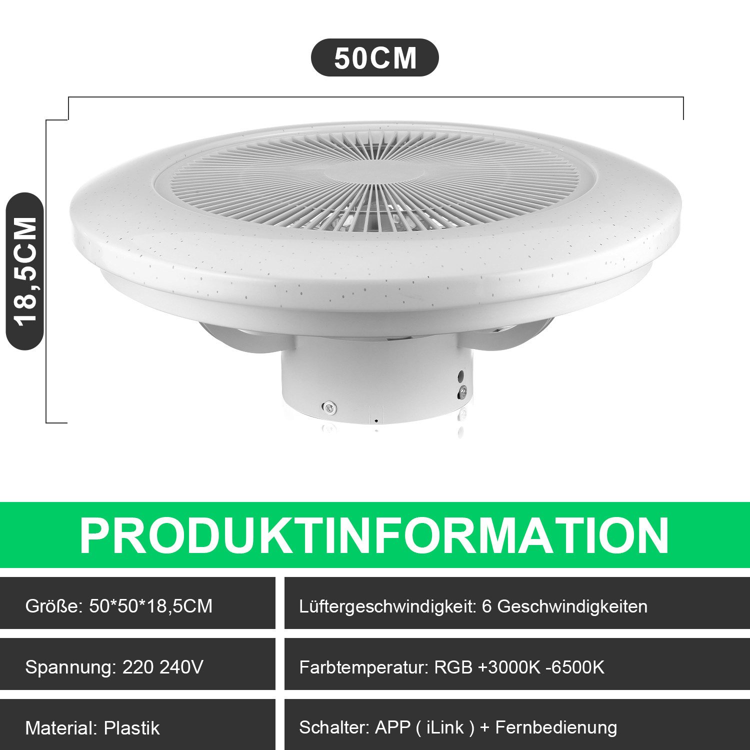LETGOSPT Deckenleuchte 50W Deckenlampe RGB Farbwechsel günstig online kaufen