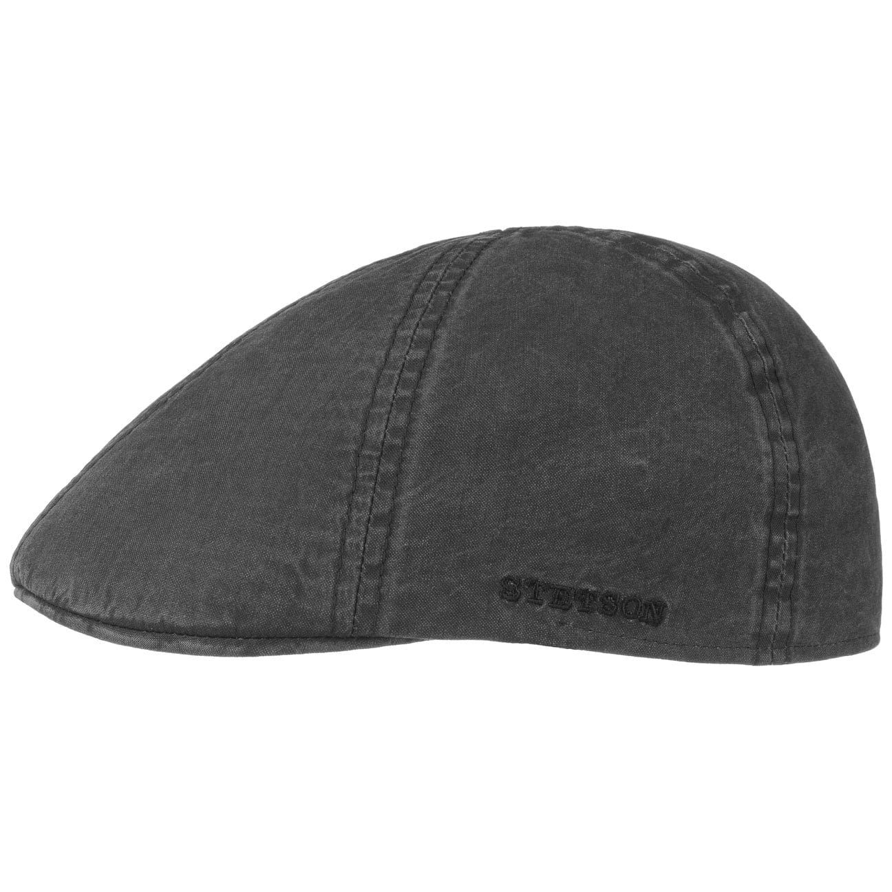 (1-St) Flatcap mit Stetson Cap Flat Schirm schwarz
