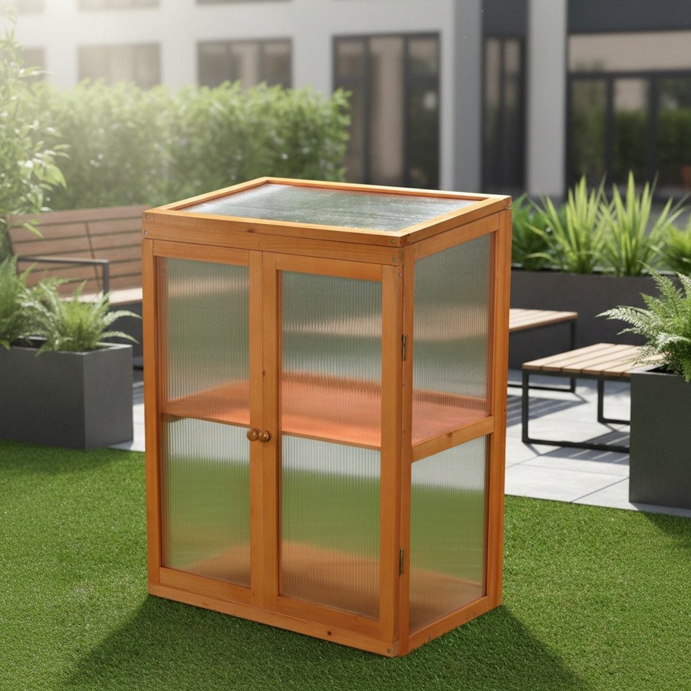 Melko Garten-Geräteschrank Garten Schrank Gewächshaus mit 2 Türen aus Holz Treibhaus Aufzucht, BxT: 58x37 cm, (Stück), 1 Einlegeboden