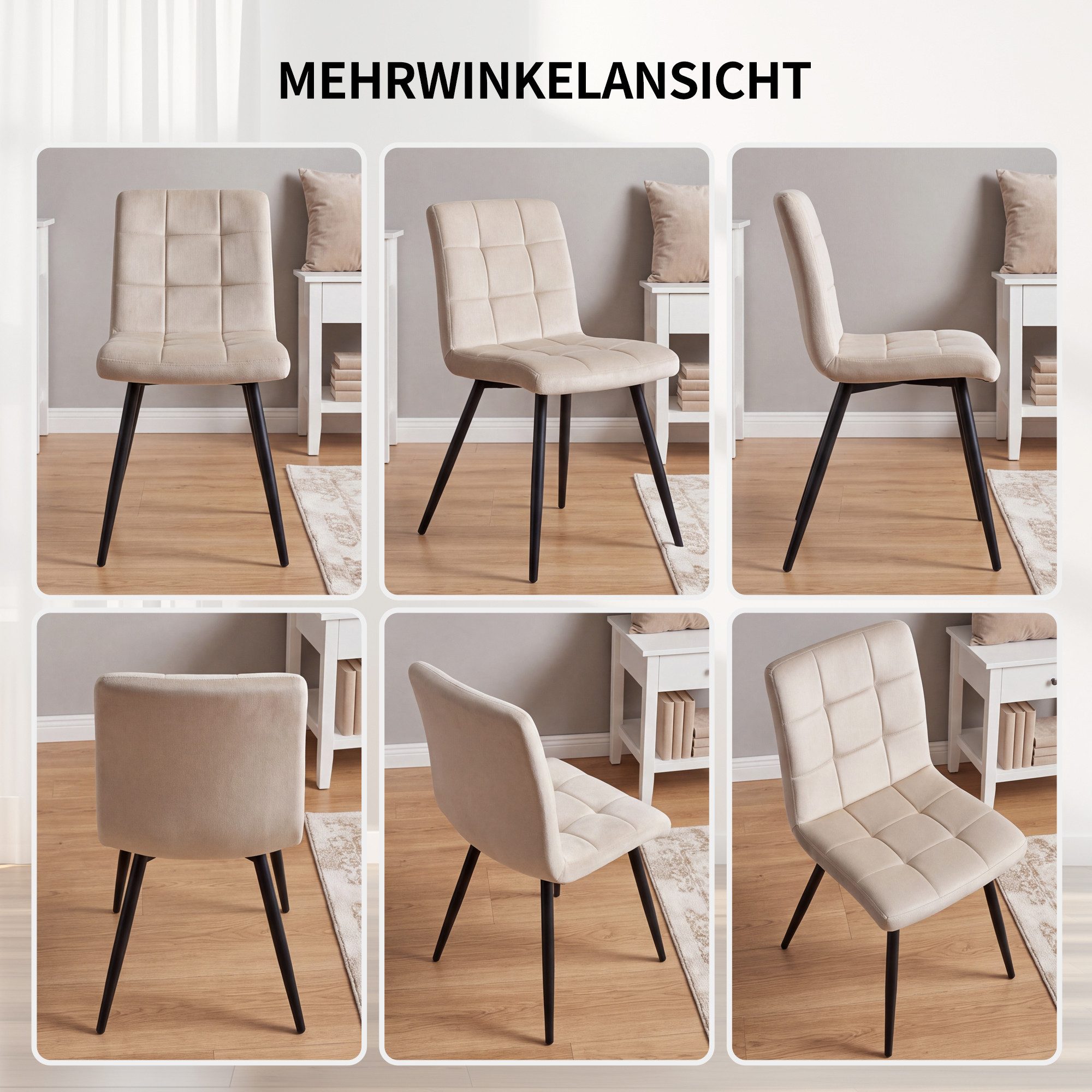 Duhome Esszimmerstuhl (8043-2), Küchenstuhl 2er Set, Wohnzimmerstuhl Polsterstuhl mit Metallbeine
