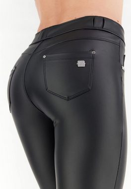 Freddy Jeansjeggings Hose N.O.W.® Pants mit mittlerem Taillenbund aus Kunstleder 5-Pocket-Style