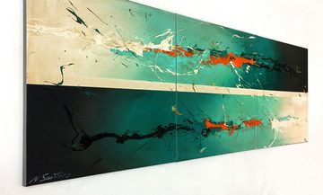 WandbilderXXL XXL-Wandbild Jungle Heat 210 x 70 cm, Abstraktes Gemälde, handgemaltes Unikat