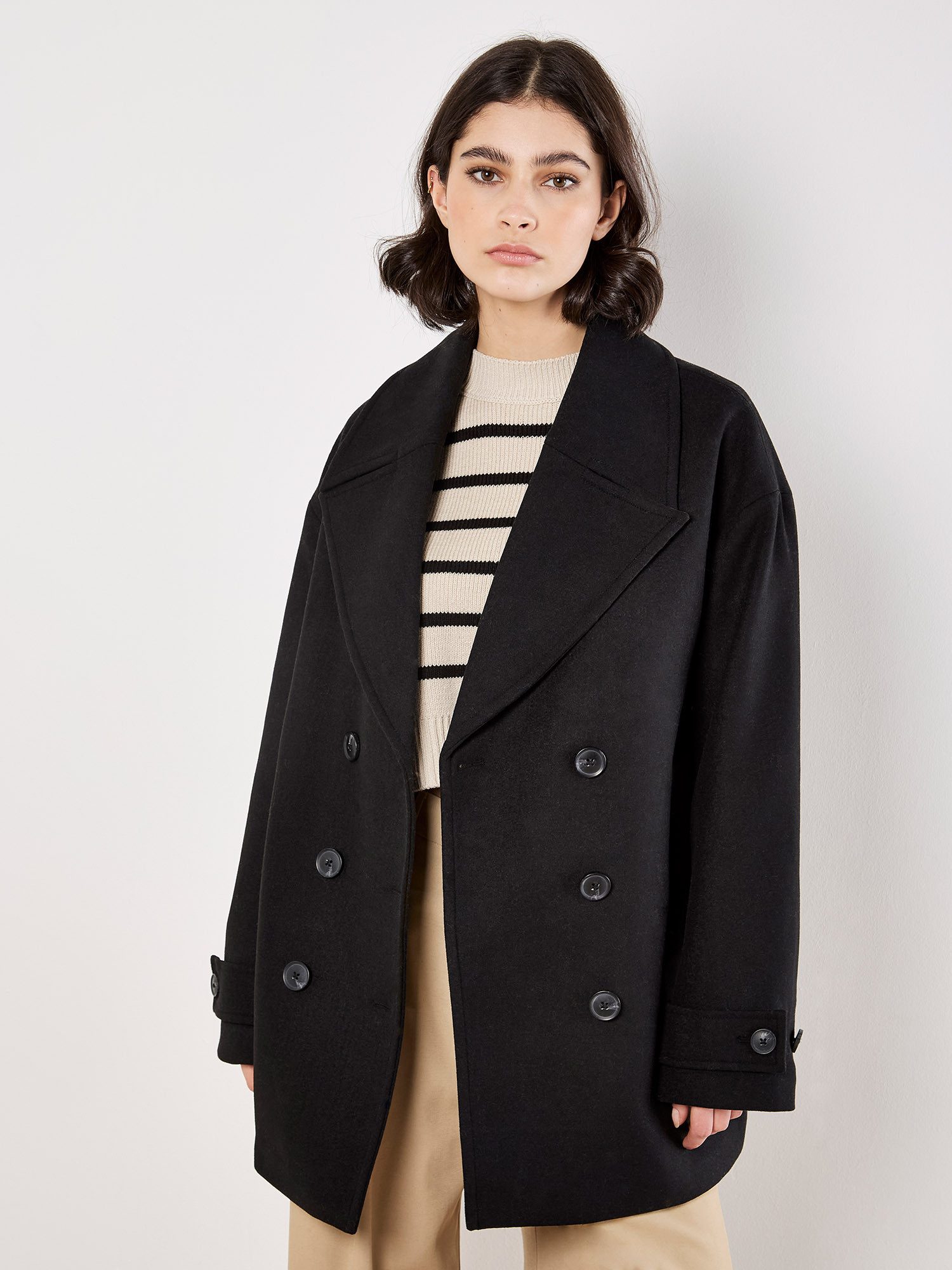 Apricot Kurzjacke Zweireiher-Jacke mit Reverskragen