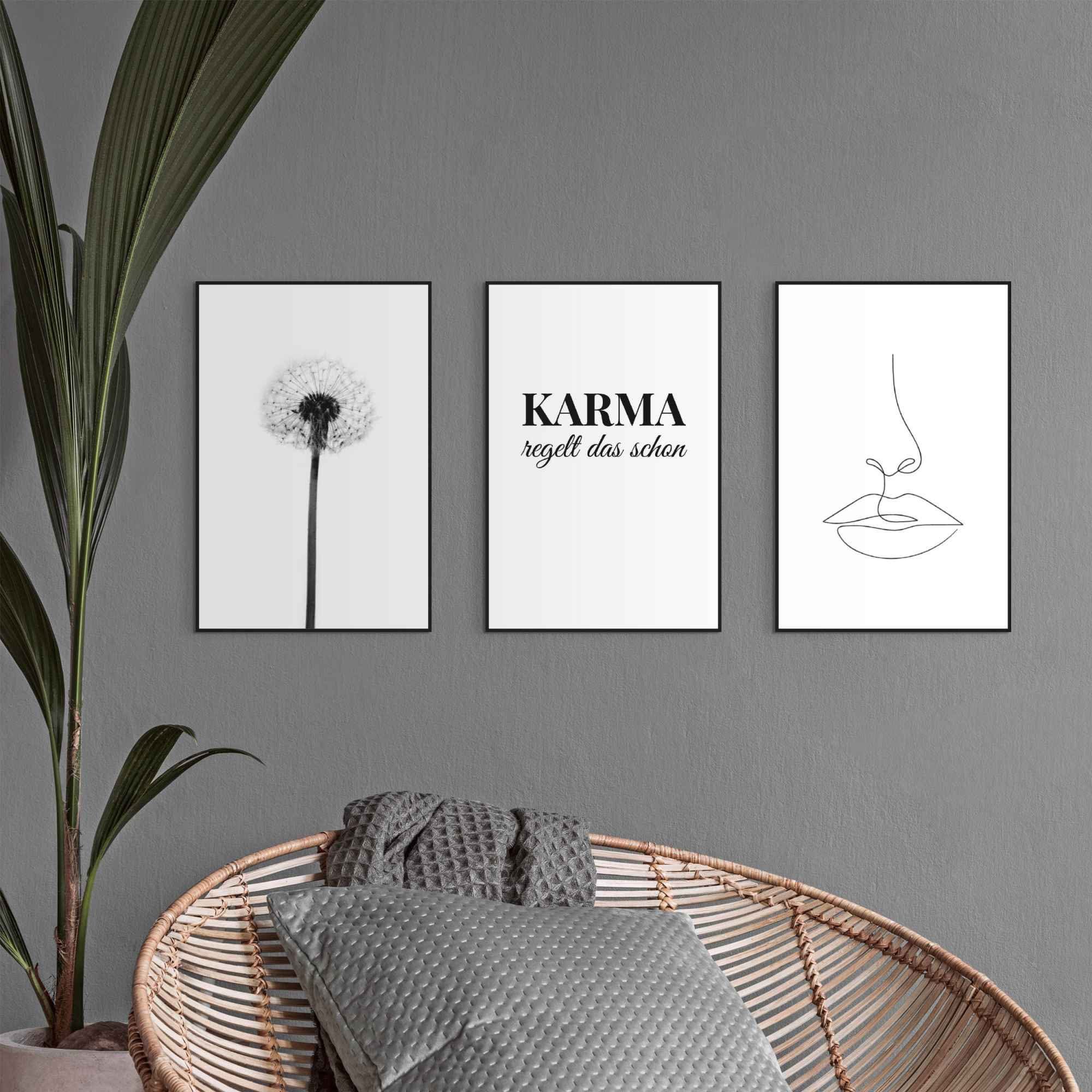 Reinders! Wandbild Wandbilder Set Modern Art Pusteblume - Linienzeichnung - günstig online kaufen