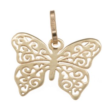 Bella Carina Schmetterlingsanhänger Anhänger Schmetterling mit Kette 585 Gold 14 Karat, 585 Gold 14 Karat