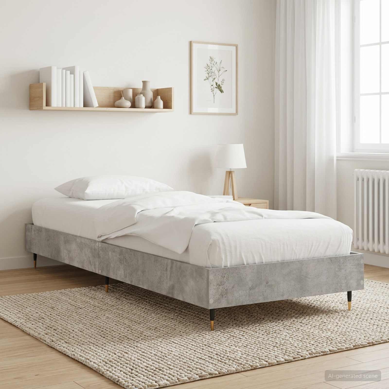 furnicato Bett Bettgestell 203 x 83 x 26 cm Betongrau (1-tlg), Fester Lattenrost für besseres Schlafsofa-Feeling im Innenbereich