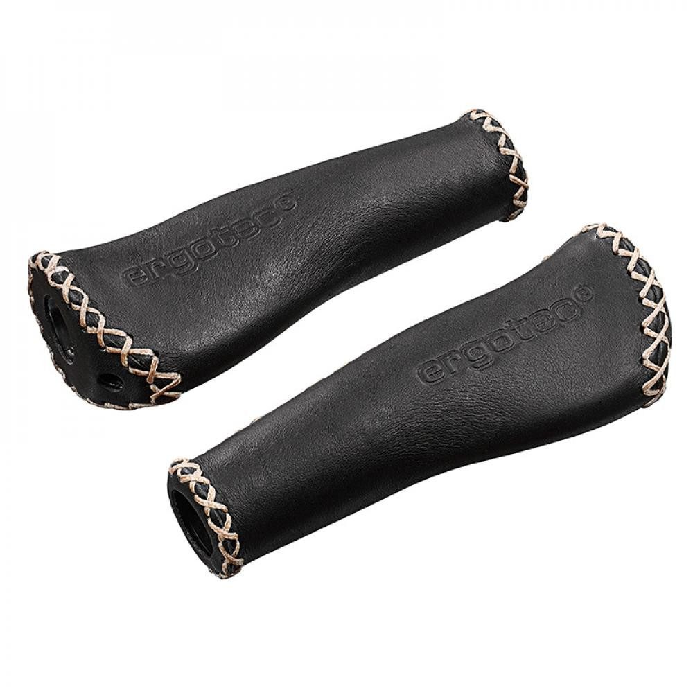 Ergotec Fahrradlenkergriff Ergotec Schraubgriff Monaco Paar schwarz Leder 135mm