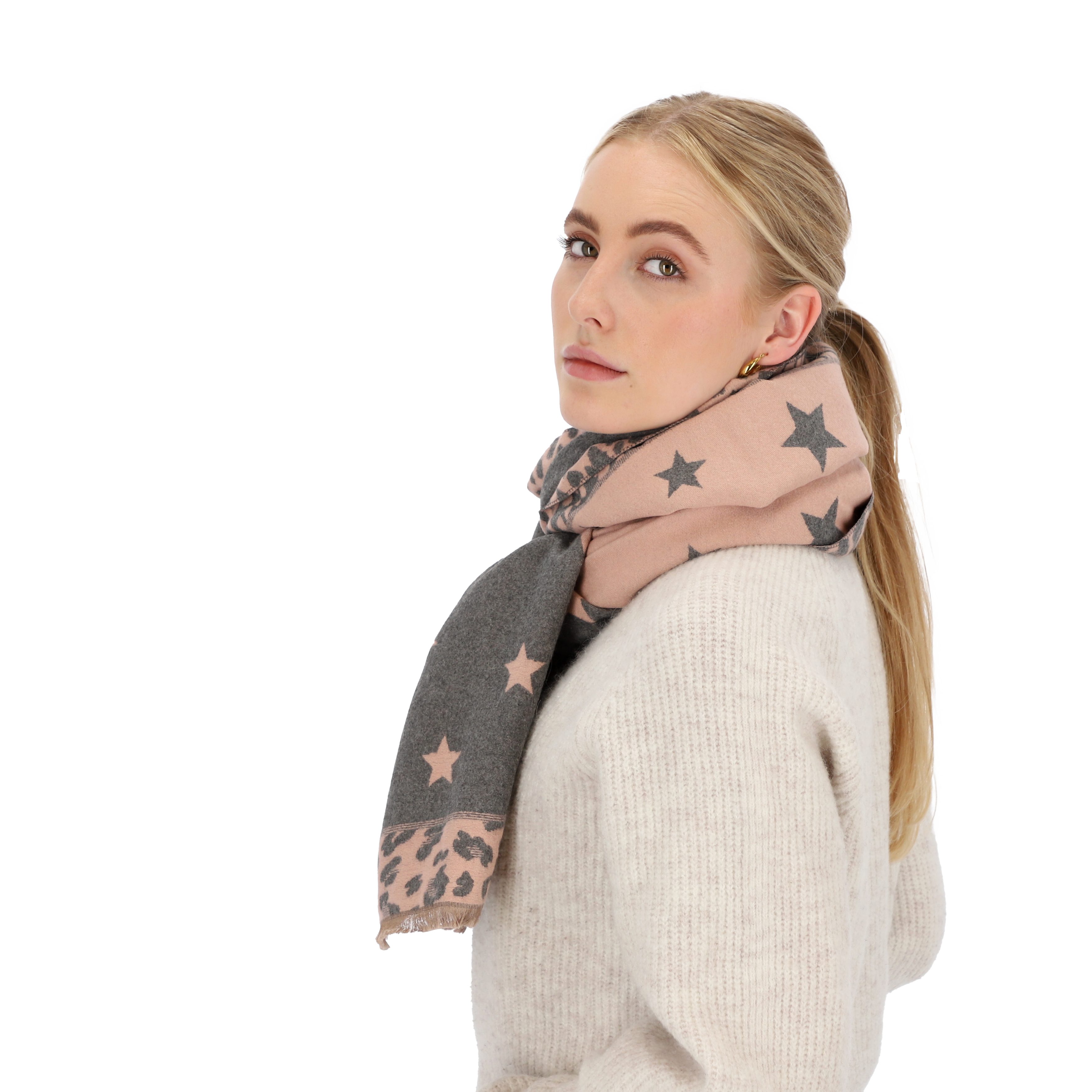 halsüberkopf Accessoires Modeschal Sterne, weicher Jacquard-Schal rosé