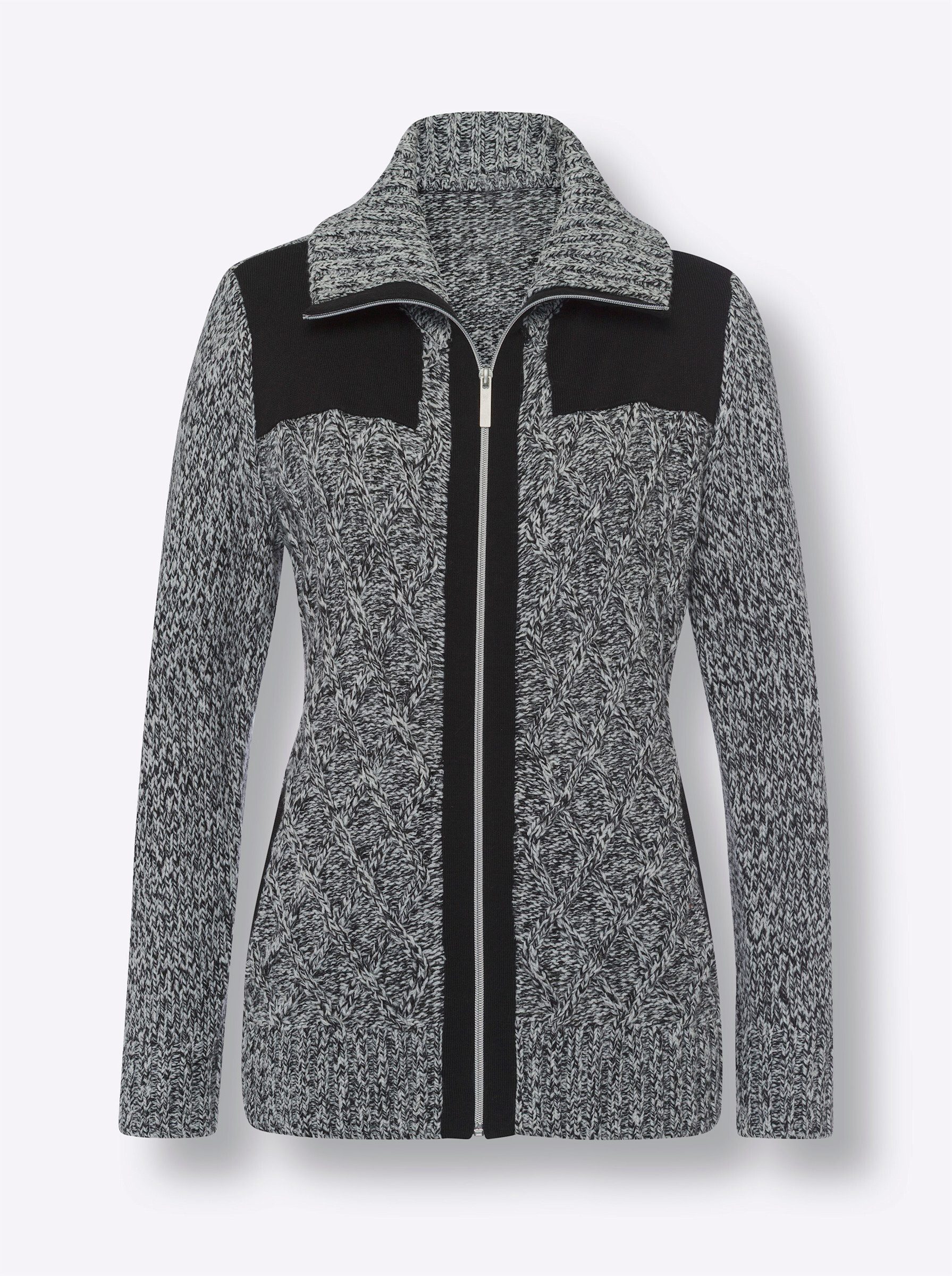 Strickjacke Strickjacke Langarm Jersey, Zopfmuster