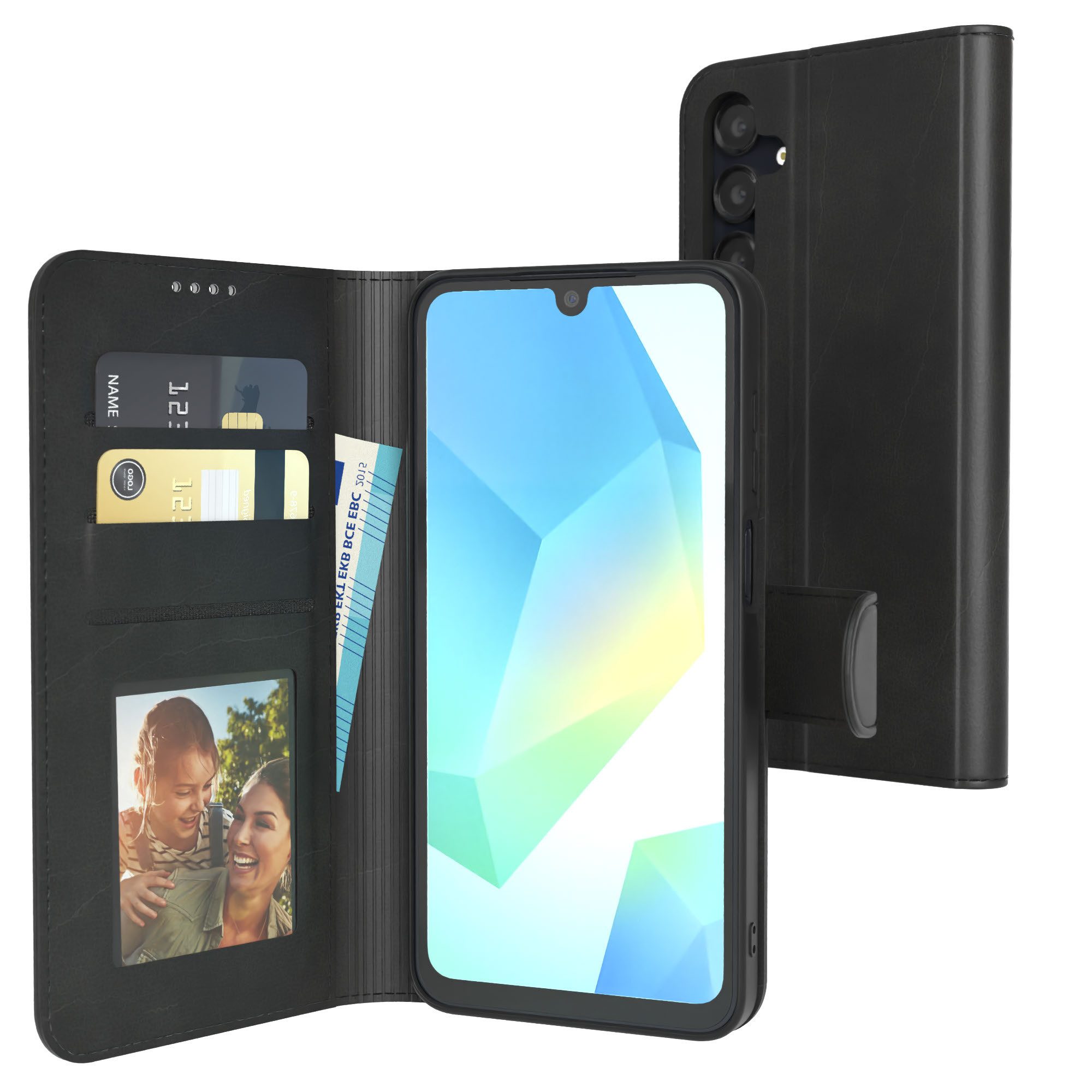 EAZY CASE Handyhülle Business Handytasche Samsung Galaxy A16 5G 6,7 Zoll, Schutzhülle mit Standfunktion zum Aufklappen aufstellbar Etui Schwarz