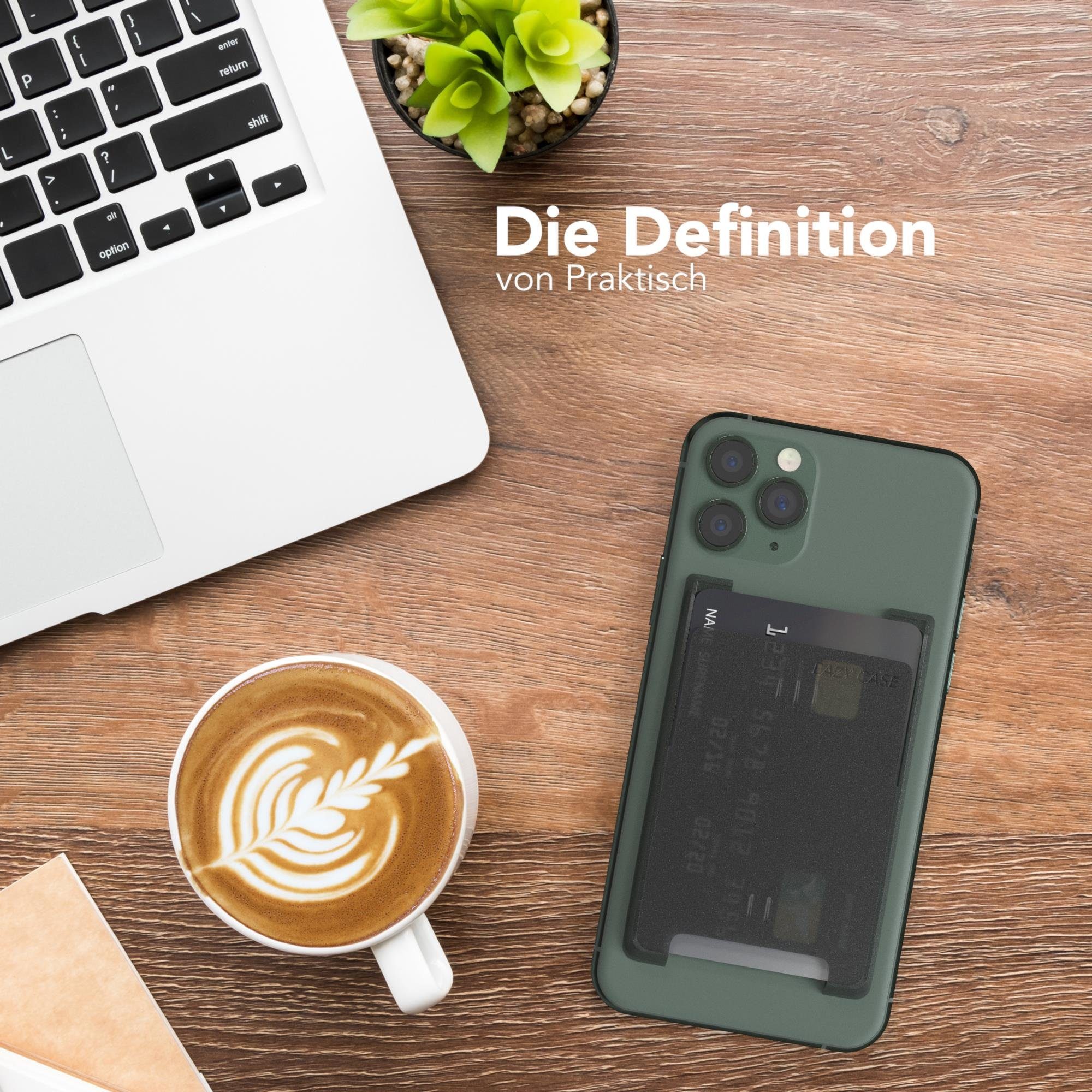 EAZY CASE Smartphone-Hülle Smartphone Cardholder, Kartenfach selbstklebend Kartenhalter Kartenetui durchsichtig Schwarz