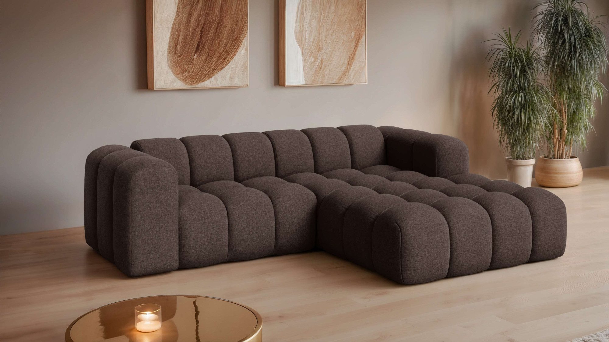 OTTO home Ecksofa KALLIE Design-Sofa mit Wellenunterfederung, Bubble-Optik, 248/186/72cm, moderne Steppung, hoher Sitzkomfort und modernes Design
