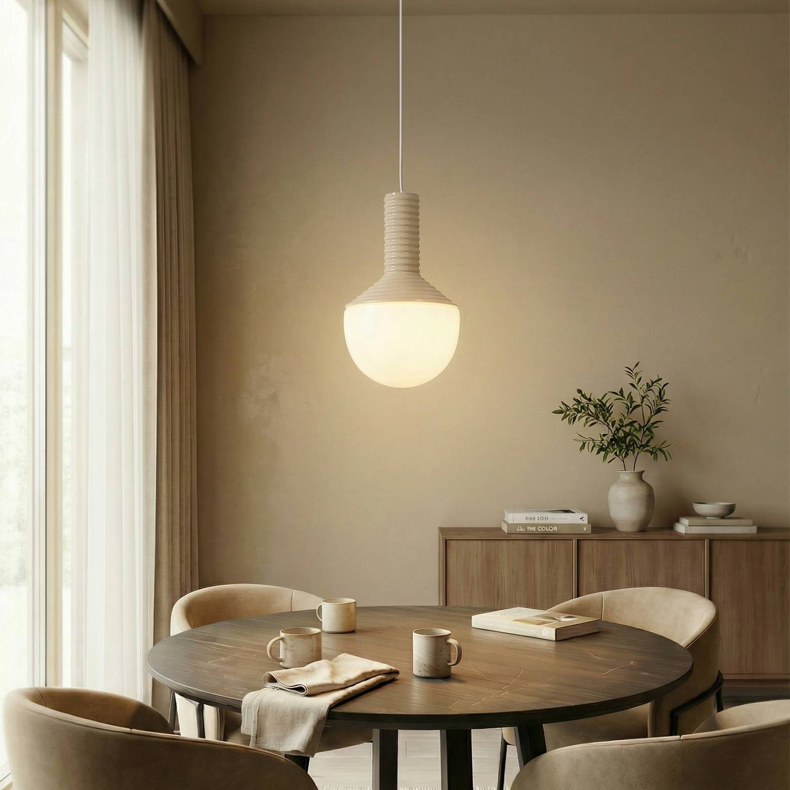 Lucande Hängeleuchte Florine, Keramik Creme IP20, 1 x 15 W LED