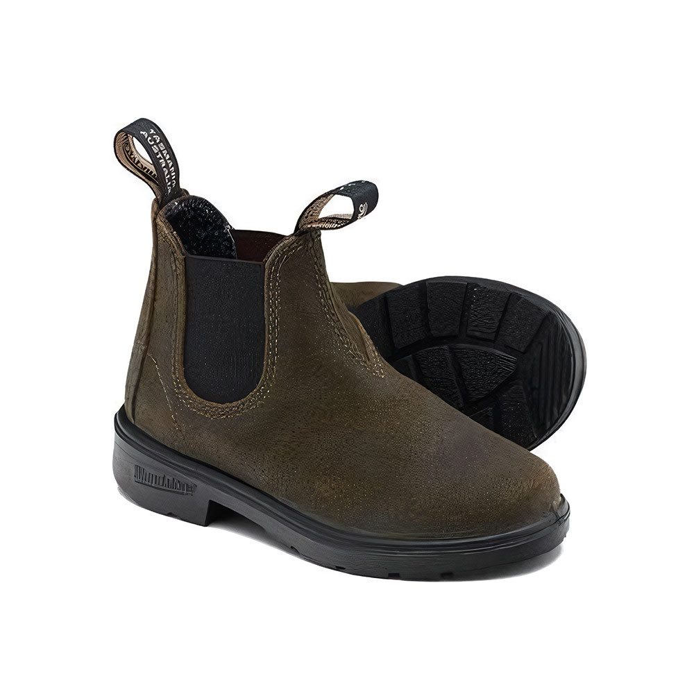 Blundstone #2496 Dark Olive Waxed Suede (Kids) Stiefel