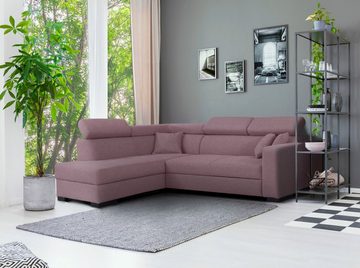 Home affaire Ecksofa Tulio L-Form, wahlweise mit Bettfunktion und Bettkasten, incl. 3 Zierkissen