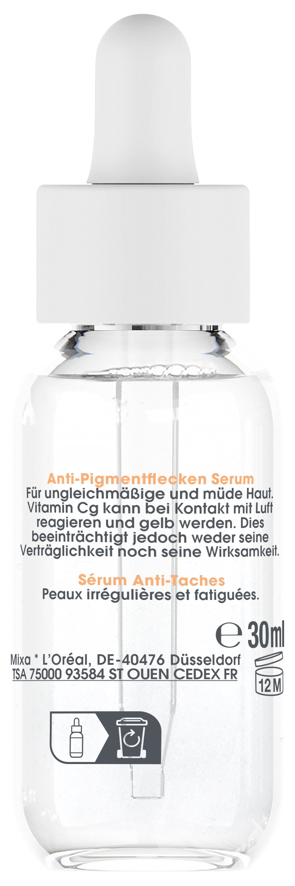 Mixa Gesichtsserum MIXA ANTI-PIGMENTFLECKEN SERUM, gegen müde Haut, regt die Hauterneuerung an, gegen Pigmentflecken