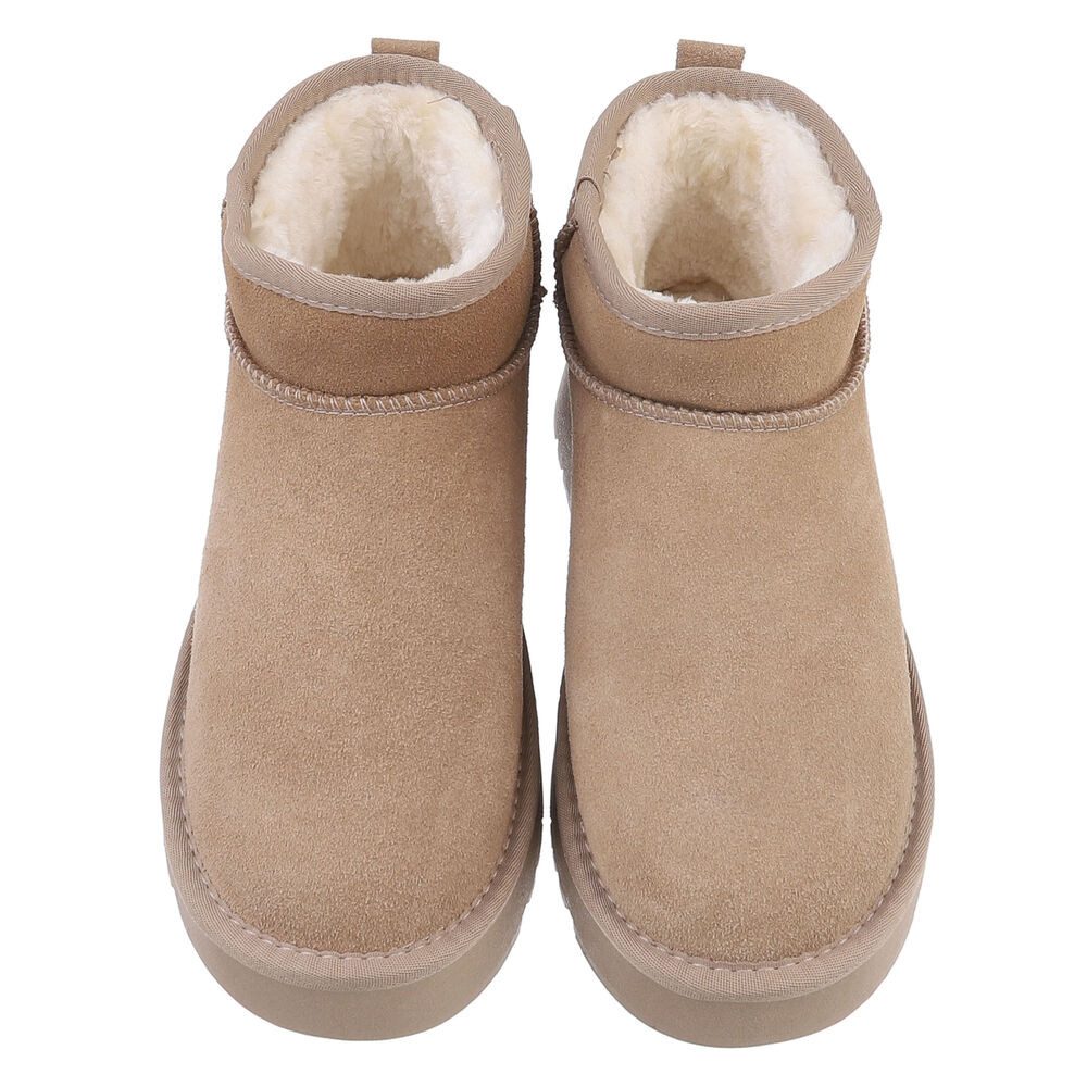 Ital-Design Stilvolle Damen-Lederschuhe für Freizeit und Alltag Snowboots (88519335) Flach Stiefeletten in Hellbraun