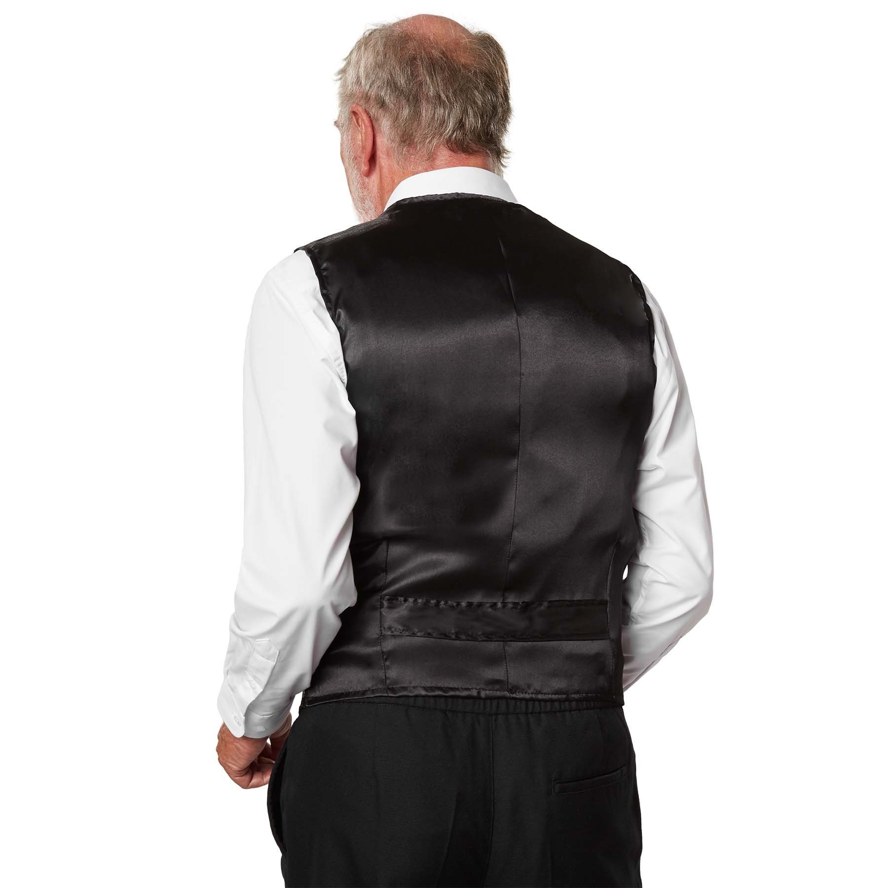 dressforfun Anzugweste Gilet, Hoher Tragekomfort, perfekter Sitz, Herren-Weste einfarbig (Festweste, Konfektionsgröße M in schwarz) Vorn mit glitzernden Paillet – Bild 4 von 5