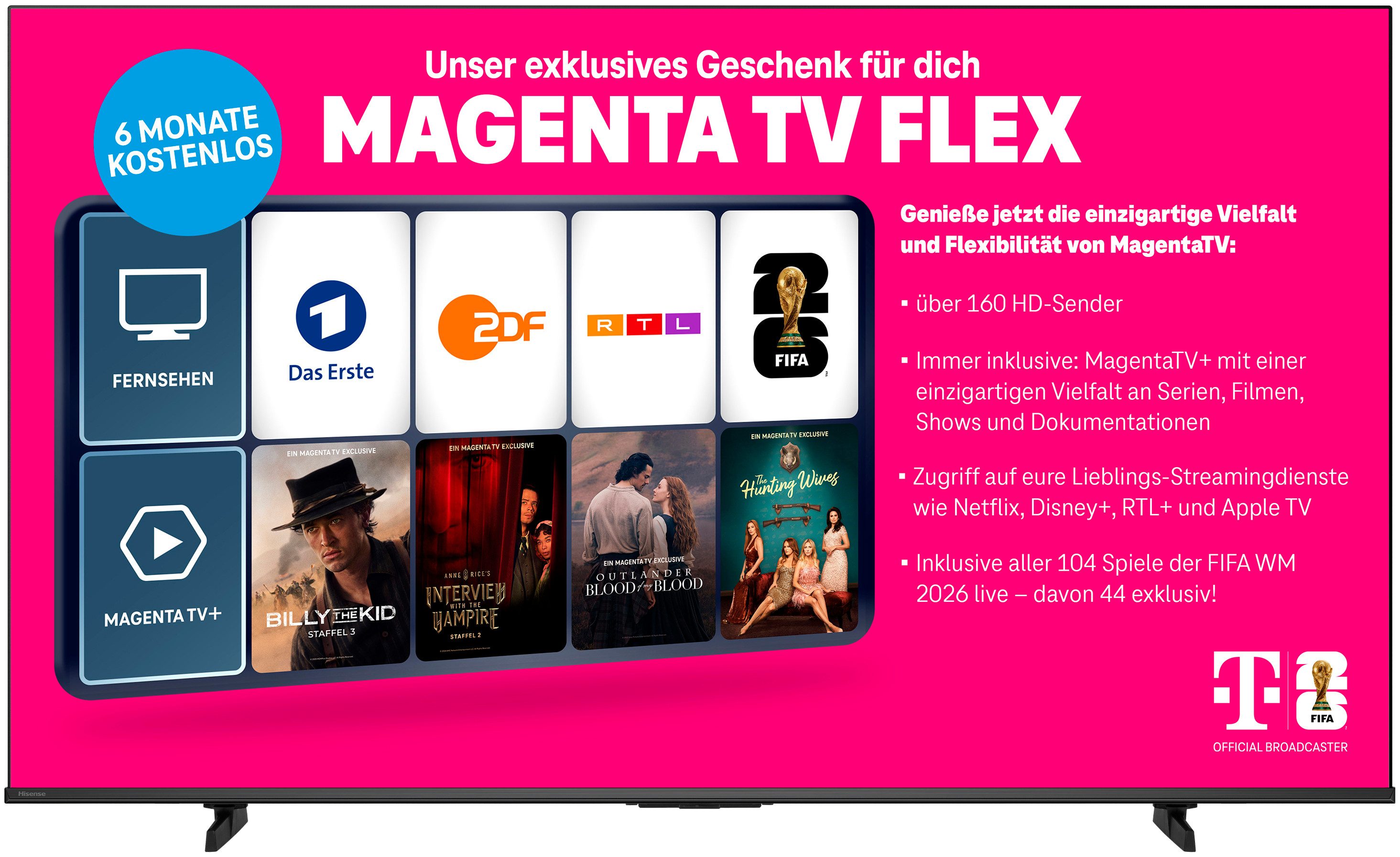 Hisense 65E7S QLED-Fernseher (164 cm/65 Zoll, 4K Ultra HD, Smart-TV)