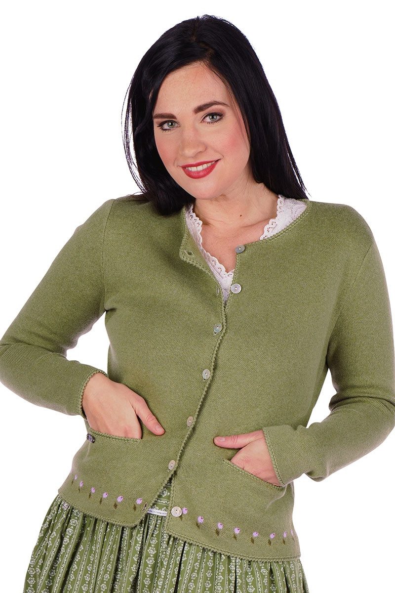 Hammerschmid Trachtenstrickjacke Trachten Strickjacke - WACHAU - schilf