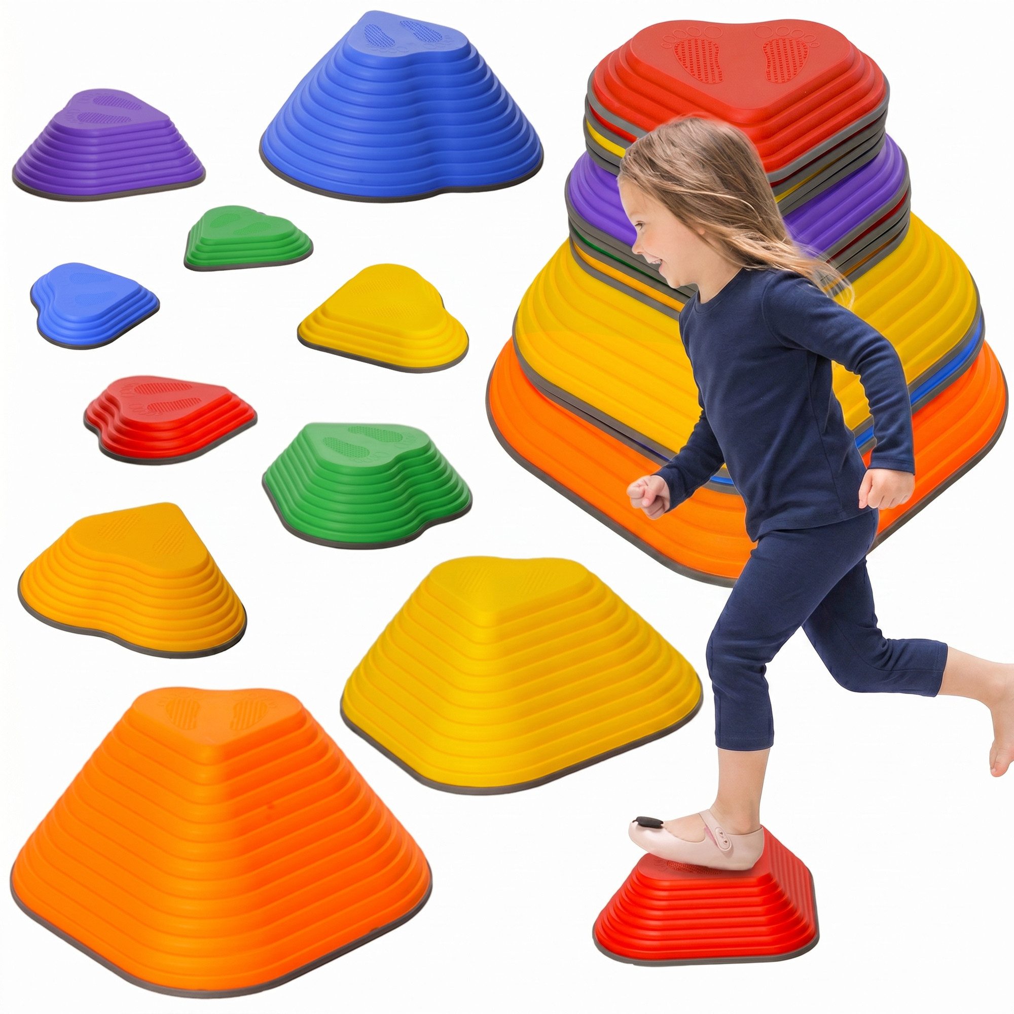 AIYAPLAY Stapelspielzeug Balanciersteine für Kinder rutschfeste Stapelsteine in Herzform, (Flusssteine, 11-tlg), bis 80 kg Belastbar, für 3-8 Jahre Kinder, Bunt