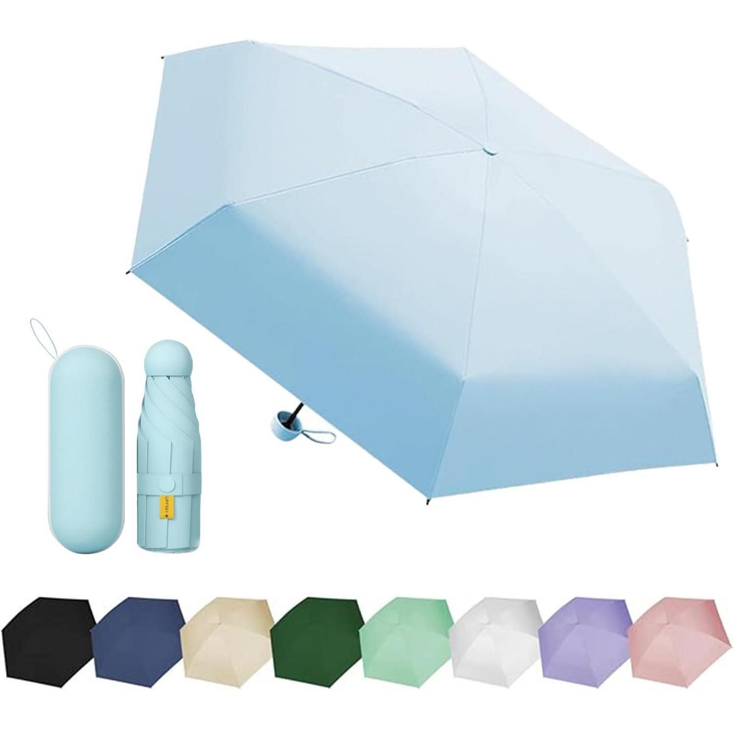 LuxusKollektion Taschenregenschirm Mini Regenschirm UV Schutz hellblau