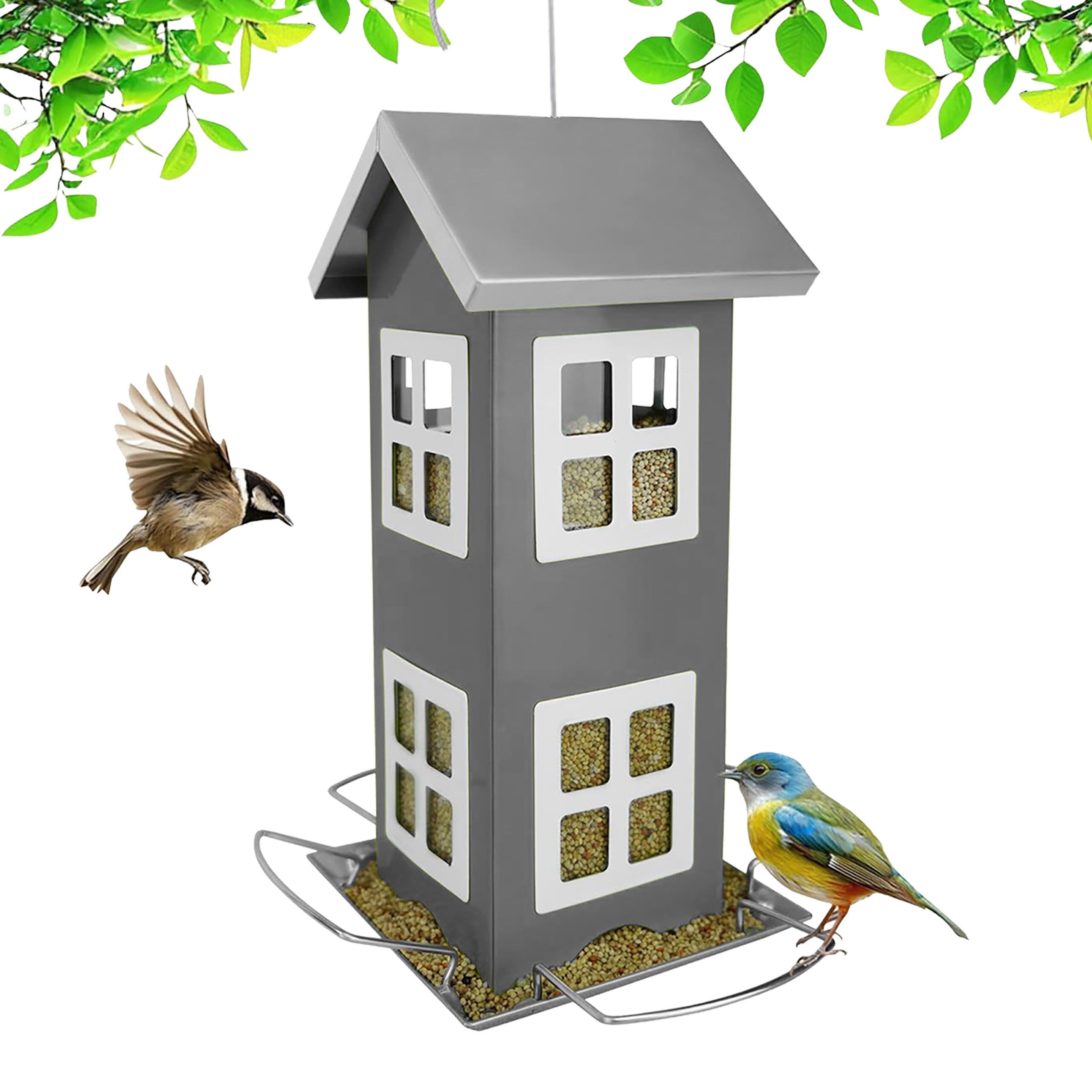 relaxdays Vogelhaus zum Aufhänge, grau