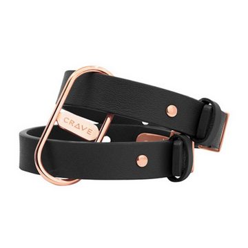 CRAVE Armband Icon Cuffs Leder Handfessel sinnliche Fesseln schwarz/roségold