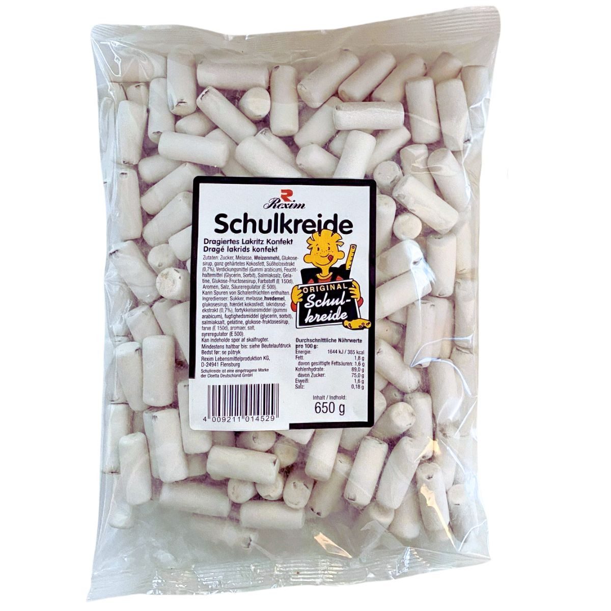 Rexim Süßigkeit Rexim Schulkreide 650g – Dragiertes Lakritz-Konfekt mit Zuckerhülle, 650 g