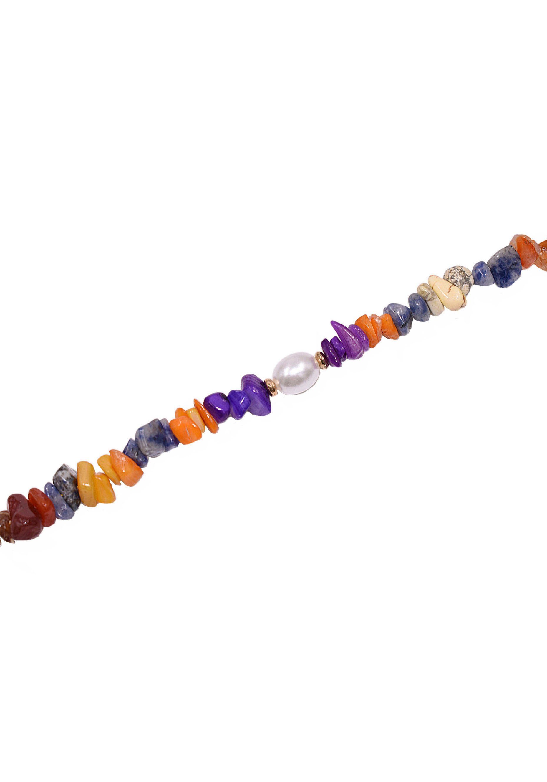 Firetti Collier Schmuck Geschenk Halsschmuck Halskette Edelstein Farbstein Achat, mit Achat, Sodalith, Karneol, Quarz - mit Perle (imitiert)