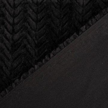 SCHÖNER LEBEN. Stoff Plüsch Stoff Fellimitat Kunstfell Chevron Relief uni schwarz 1,58m