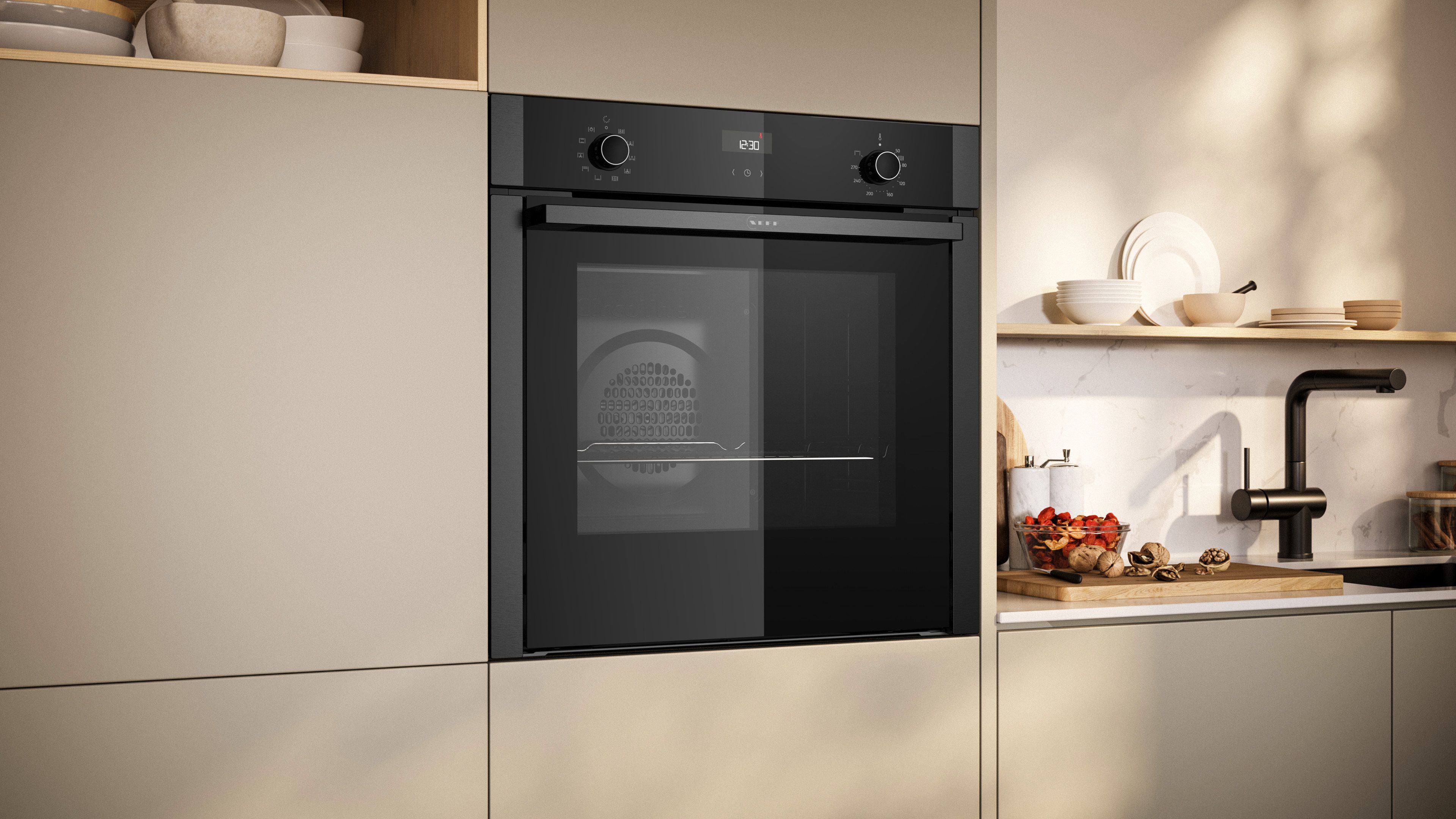 NEFF Backofen N 50 B3ACE2AG3, mit Teleskopauszug nachrüstbar, EasyClean®, Versenkbare Hide® Backofentür & schnelle EasyClean® Reinigung