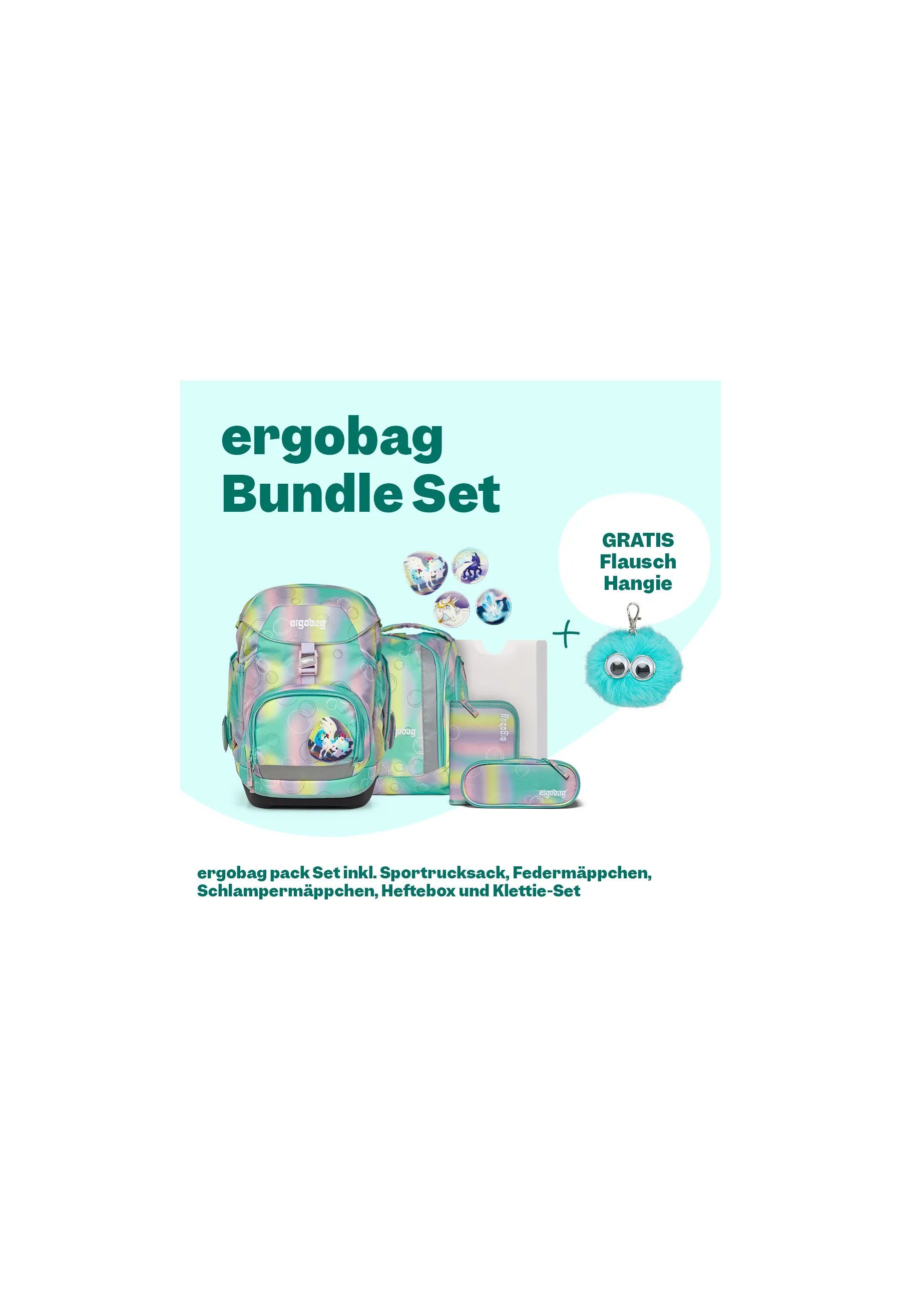 ergobag Schulranzen pack Set Bundle (7-tlg., 7-teiliges Set), größenverstellbares Rückensystem