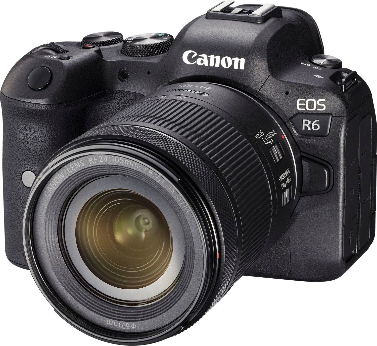 Canon EOS Bluetooth, RF IS R6 20,1 F4-7.1 MP, Systemkamera 24-105mm Gehäuse STM STM, (RF 24-105mm + (WiFi) IS F4-7.1 WLAN