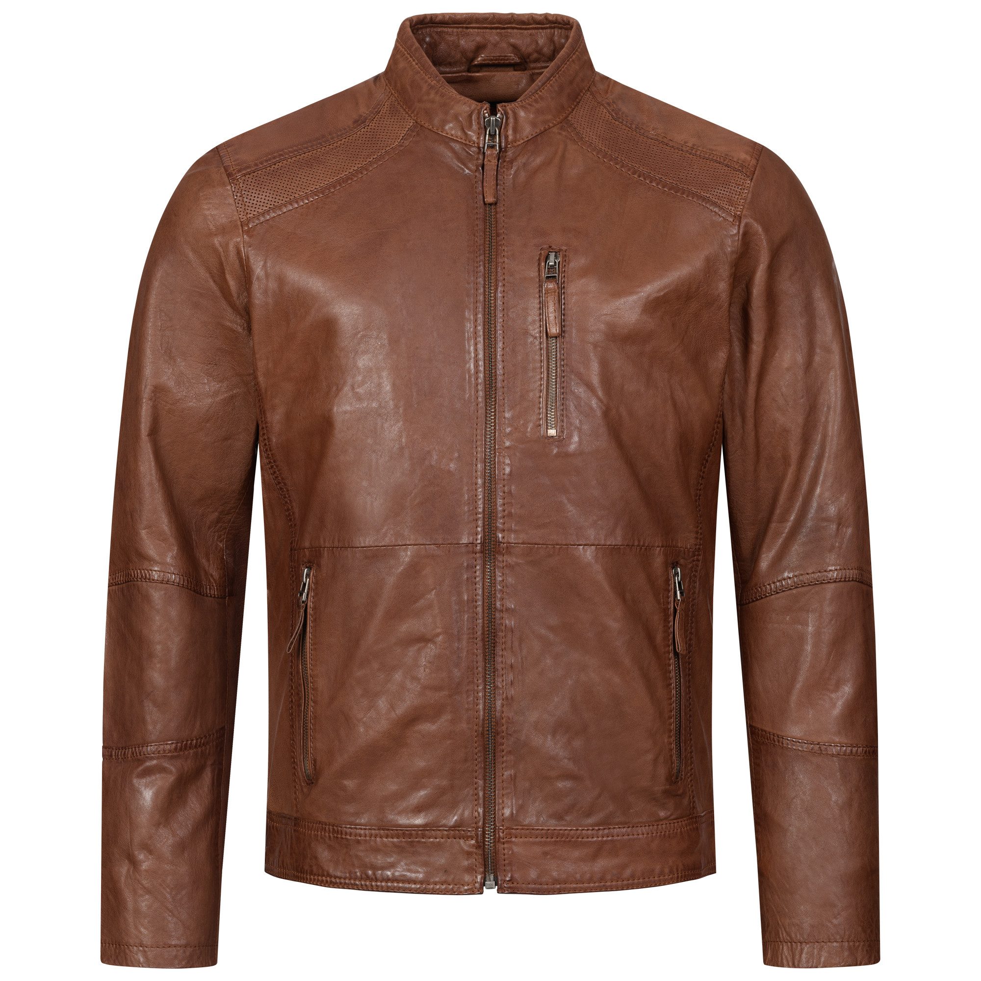 S&A Ledermoden Lederjacke Milan Sportlich-eleganter Stehkragen