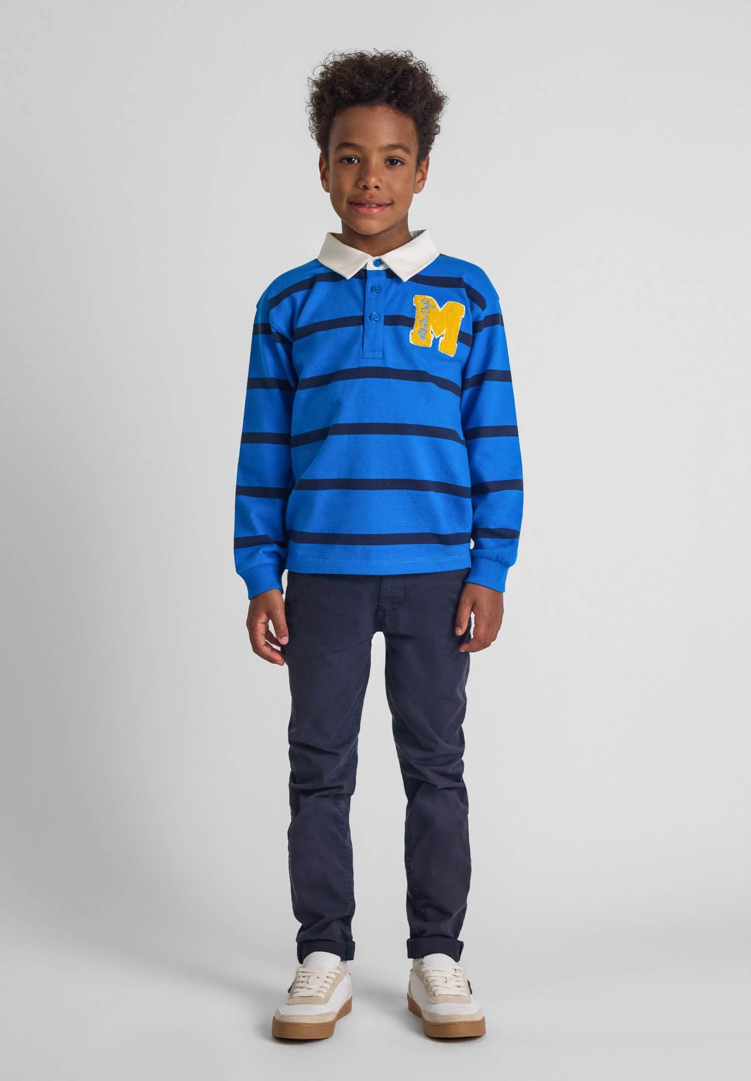 MINOTI Poloshirt Gestreiftes Poloshirt mit Stickerei und Kragen (9m-8y) mit Stickerei