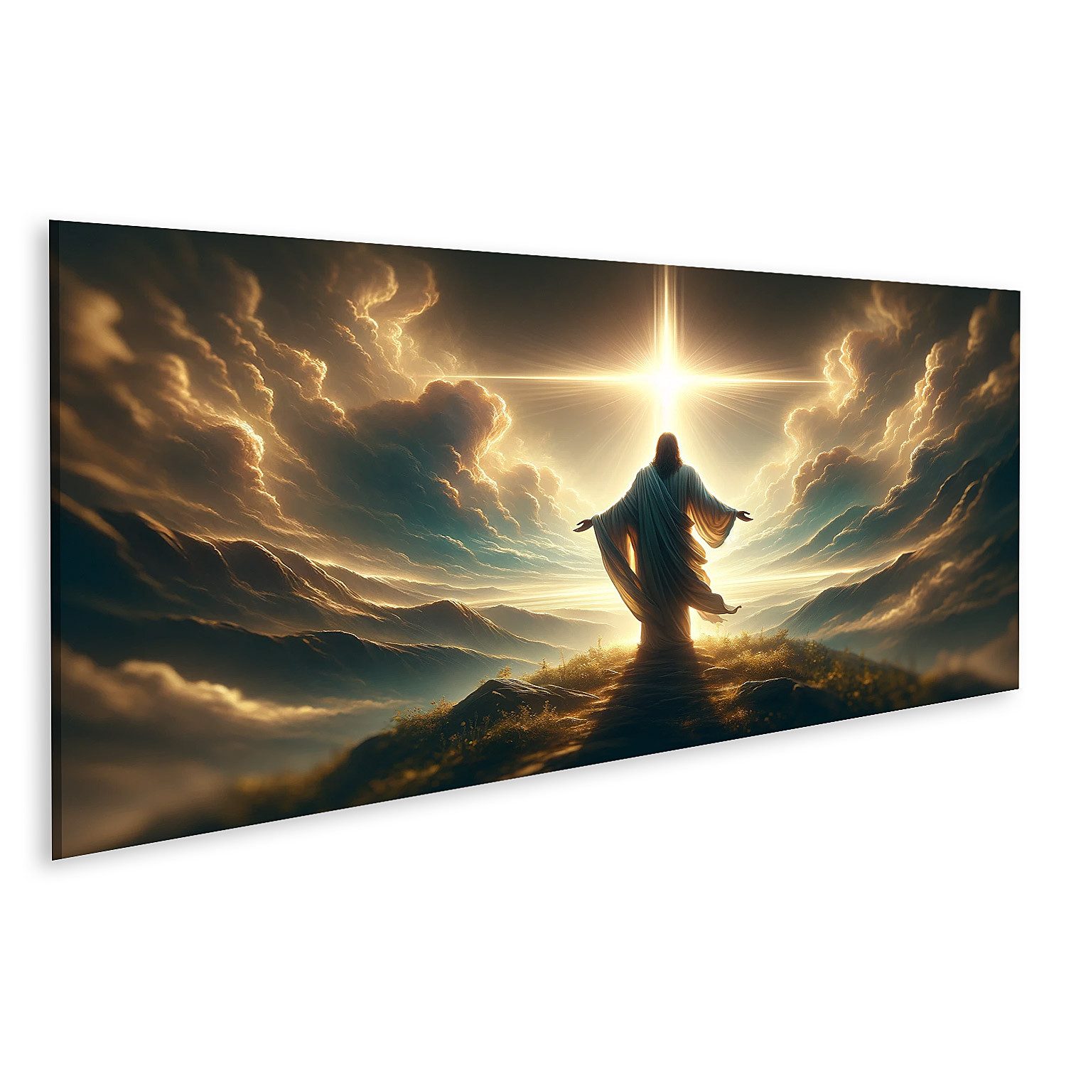 islandburner Leinwandbild Jesus im Sonnenlicht auf Hügel Erlöser günstig online kaufen