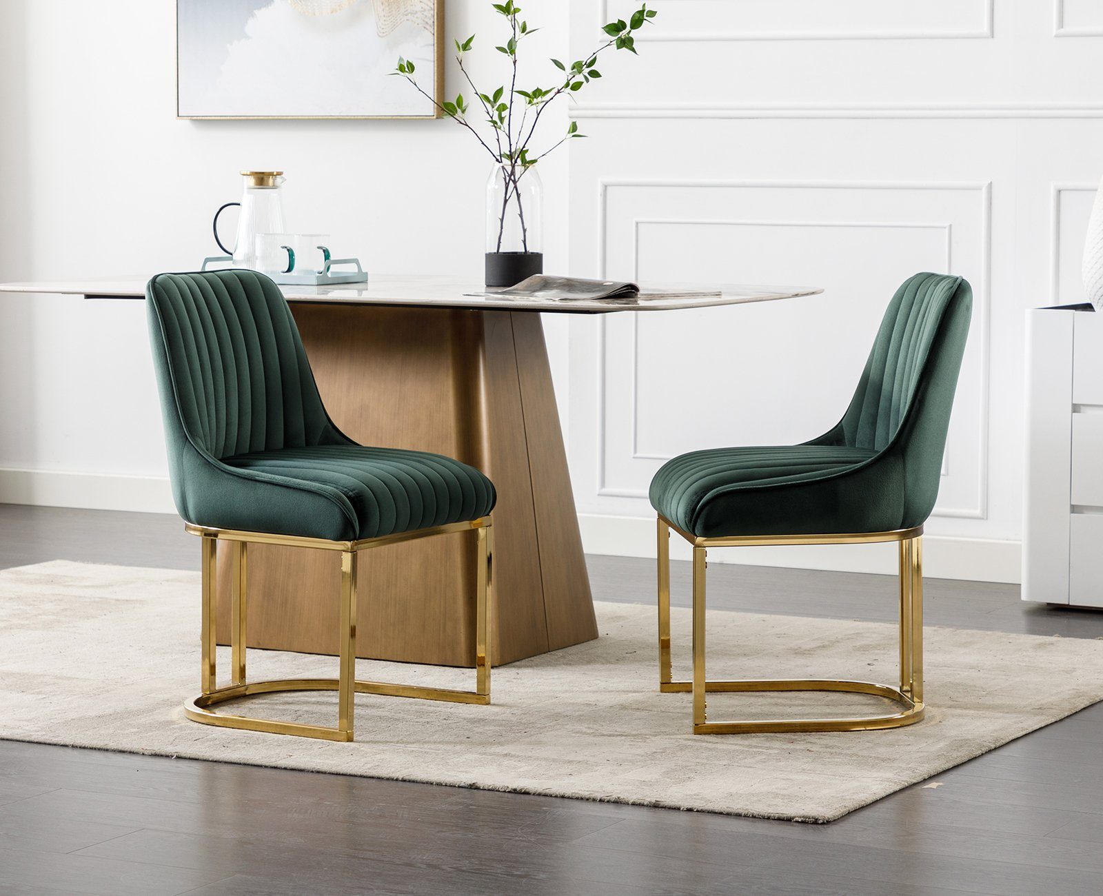 WAHSON OFFICE CHAIRS Esszimmerstuhl 2er Set Küchenstuhl mit goldene Stuhlbe günstig online kaufen