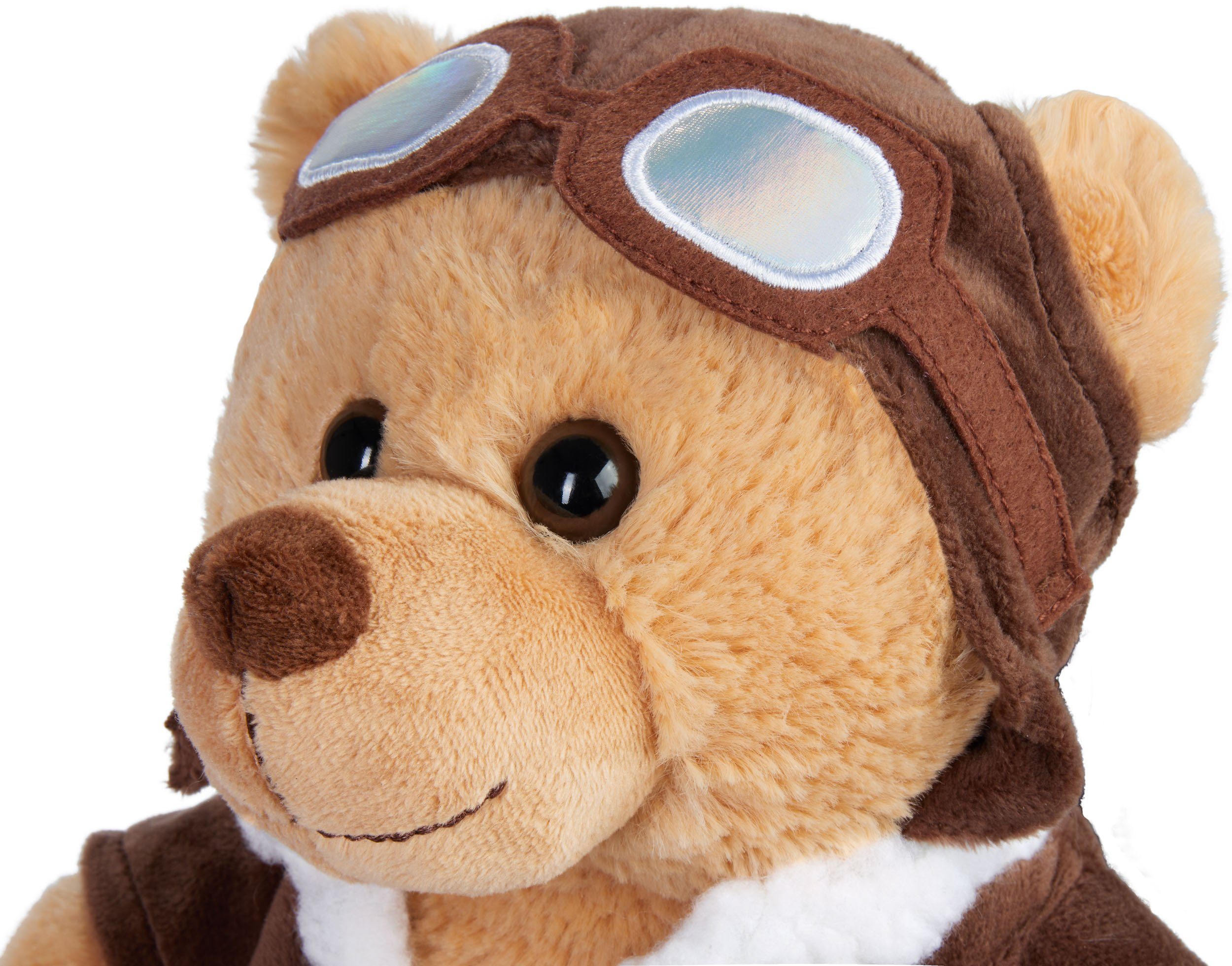 BRUBAKER Kuscheltier Teddybär Pilot mit Fliegerbrille und Pilotenoutfit Braun - 25 cm Teddy (Bruchpilot, 1-St., Pilotbär Stofftier Plüschteddy), Plüschbär in Flieger Uniform - Glücksbringer
