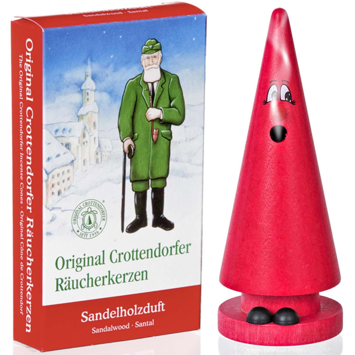 Crottendorfer Räuchermännchen Räucherkerzen Set Ziegenbein Susi Sandel + Sandelholzduft 24 Kegel, (2 St), Original Erzgebirge Holzkunst, 13cm hoch