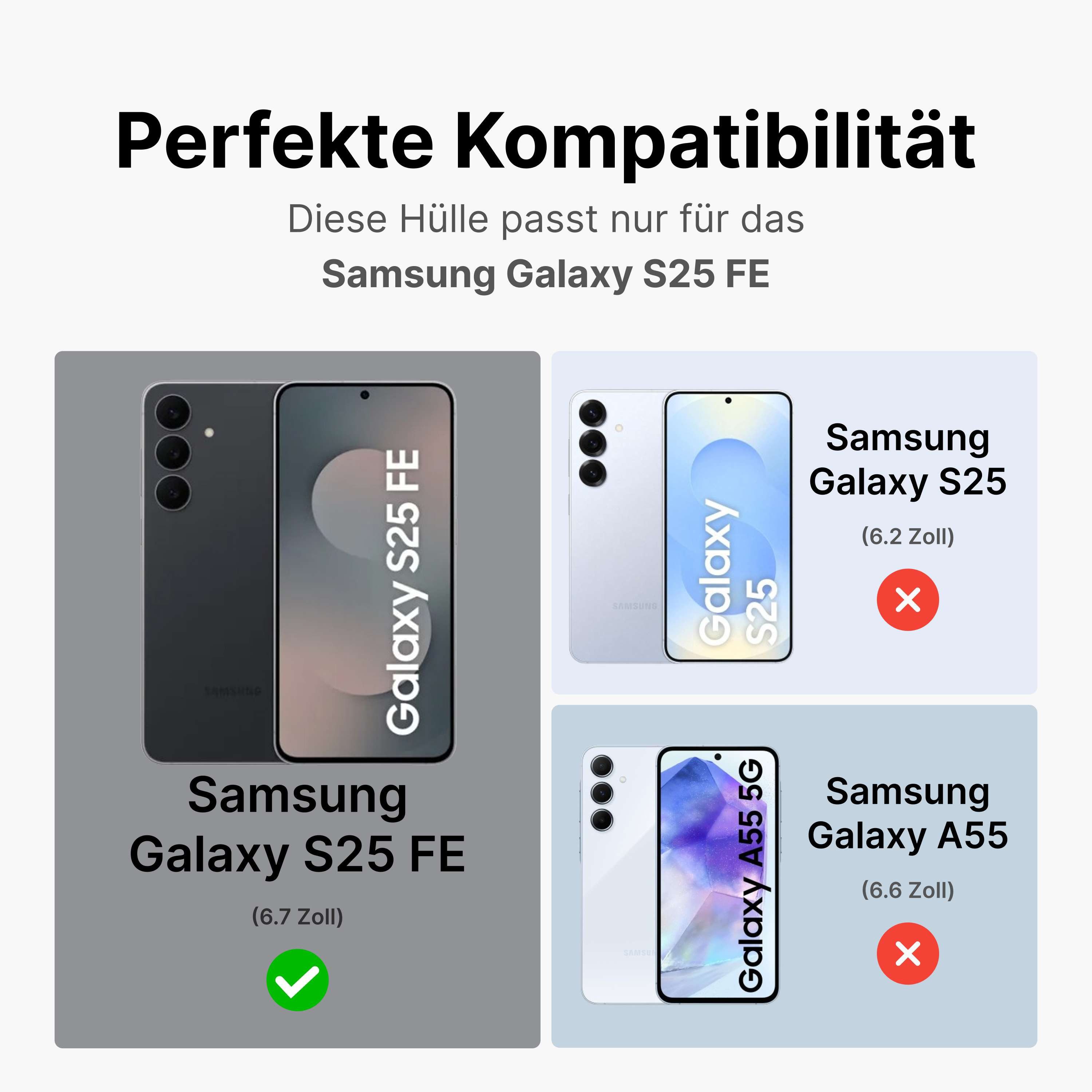 betterfon Handyhülle Handytasche für Samsung Galaxy S25 FE Klapphülle mit Kartenfächern, Bookstyle-Hülle: Magnetverschluss 3 Kartenfächer & Standfunktion – Bild 2 von 5