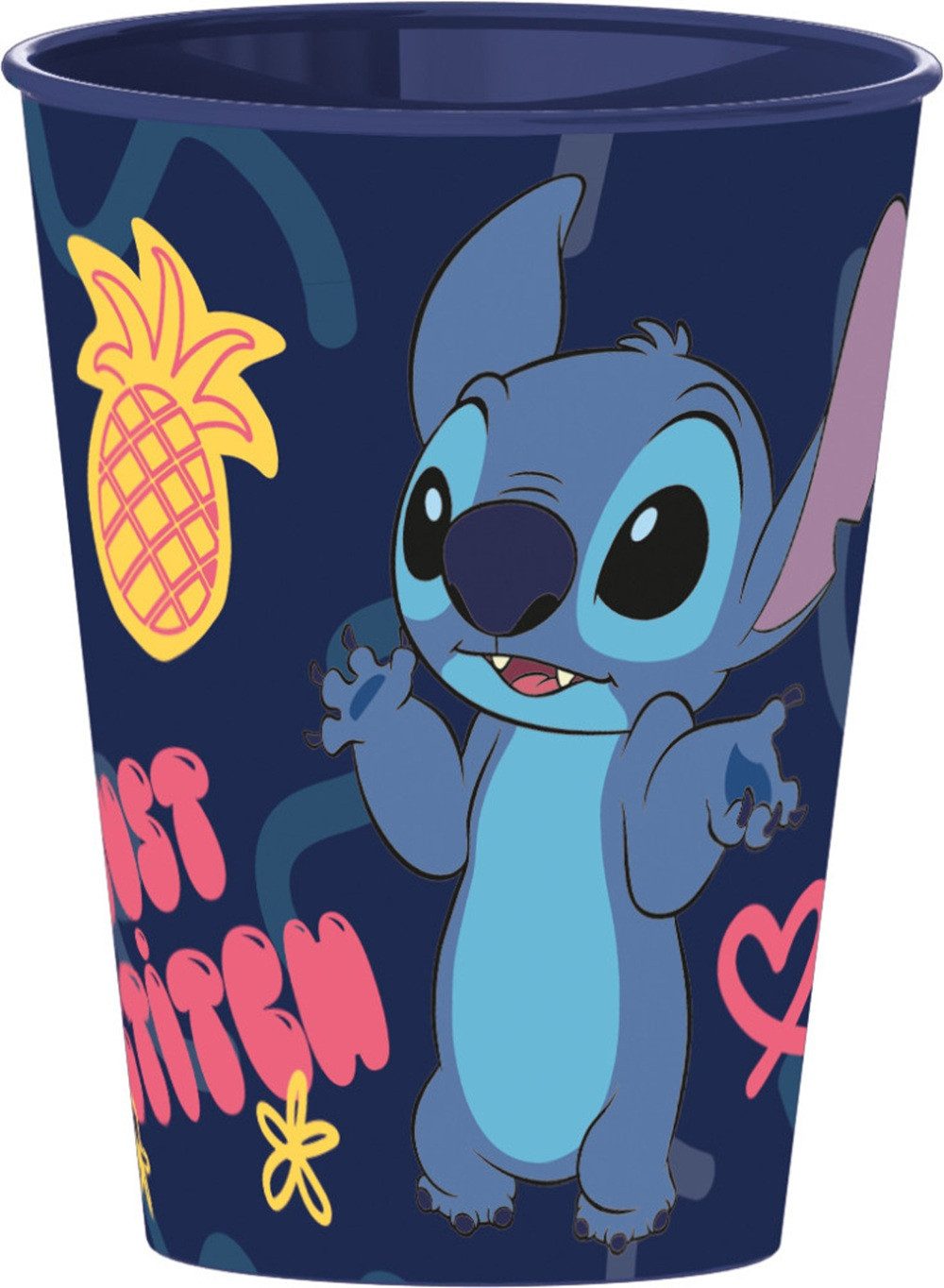 Disney Trinkflasche Disney Lilo und Stitch Disney Palms Kunststoffbecher, 260 ml, Disney Lilo und Stitch Palms gemusterter Becher