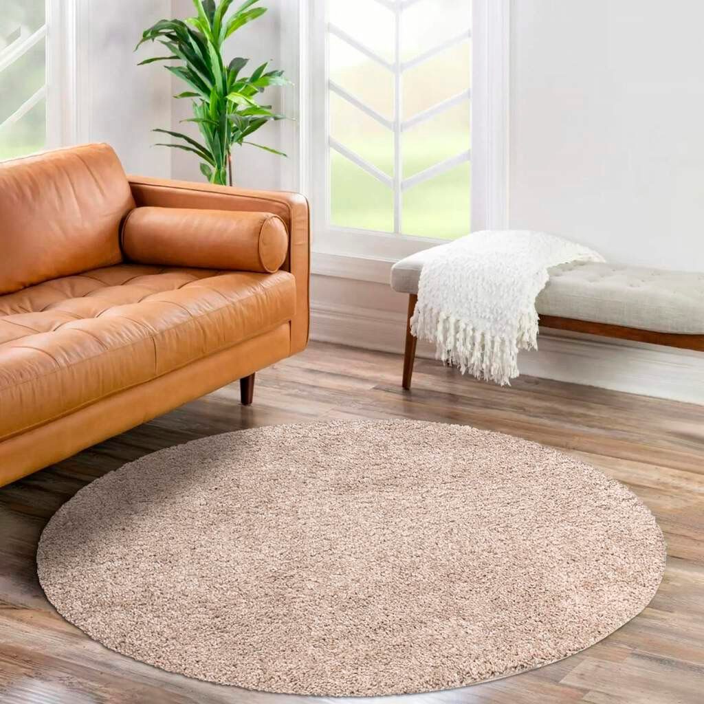 Uni, Carpet Einfarbig Höhe: Hochflor-Teppich City, Teppich City Shaggy, 30 besonders mm, rund, flauschig-weich