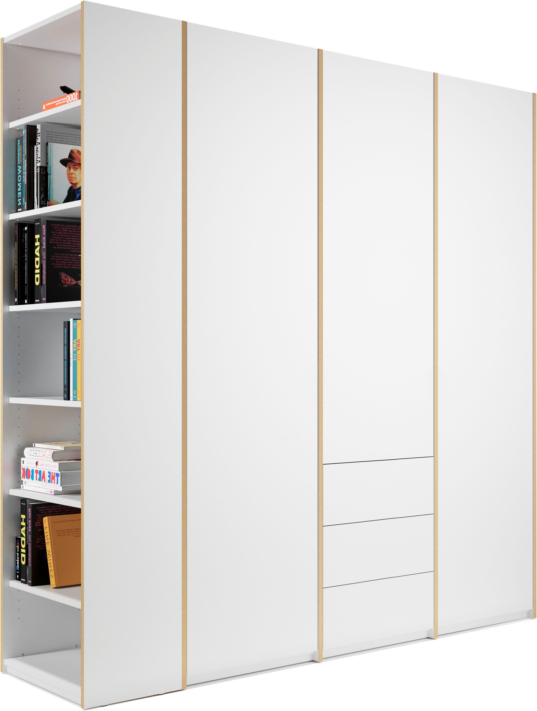 | Müller rechts links Plus Anbauregal weiß/birke Schubladen, 3 Modular geräumige Kleiderschrank 3 montierbar SMALL LIVING oder Variante weiß/birke