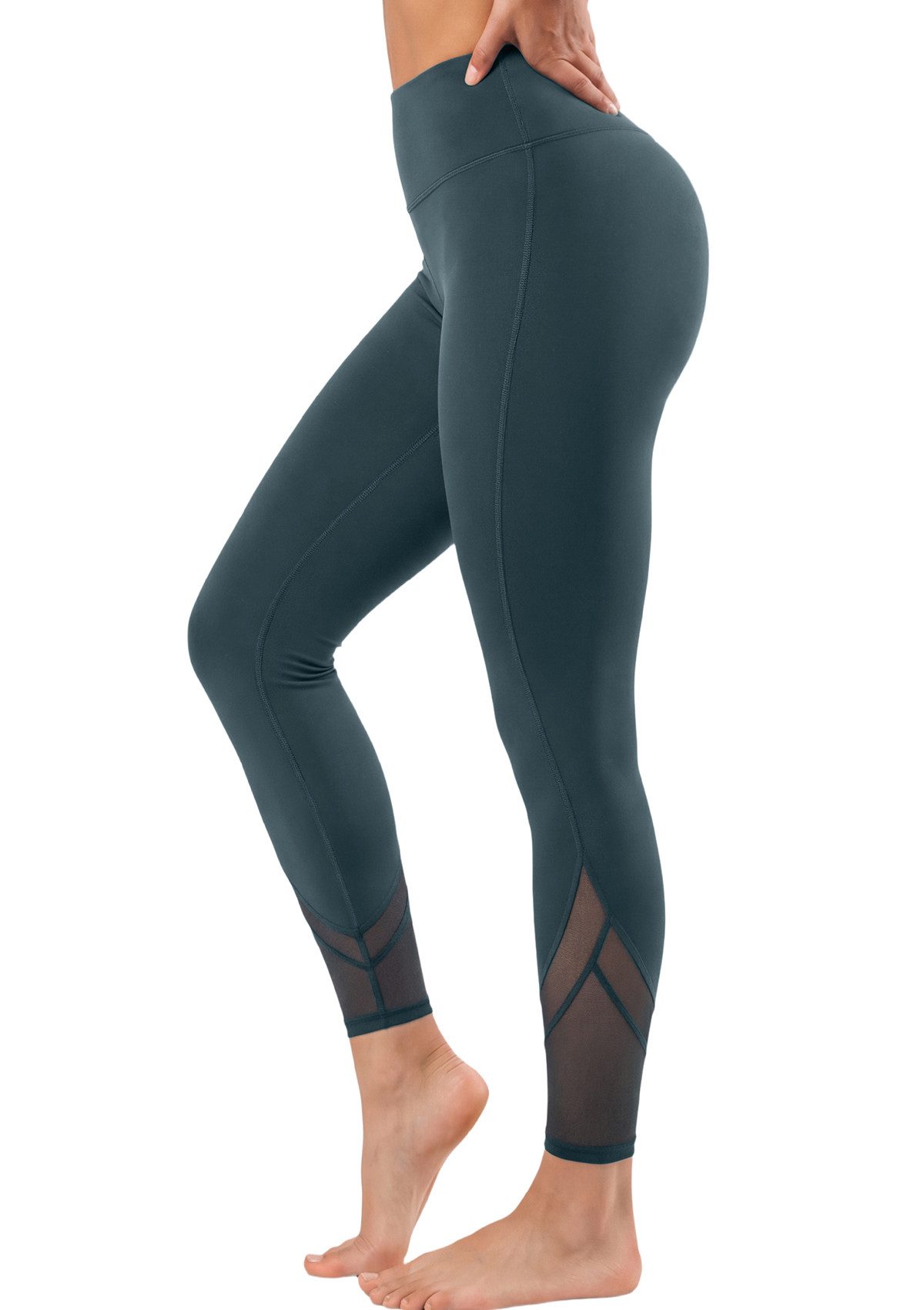 Yvette Leggings Damen Sporthose Lang mit Mesh Blickdicht Fitness, 192A02