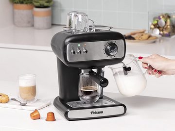 Tristar Espressomaschine, italienische Siebdruck Kaffee Siebträger-Maschine mit Milchaufschäumer